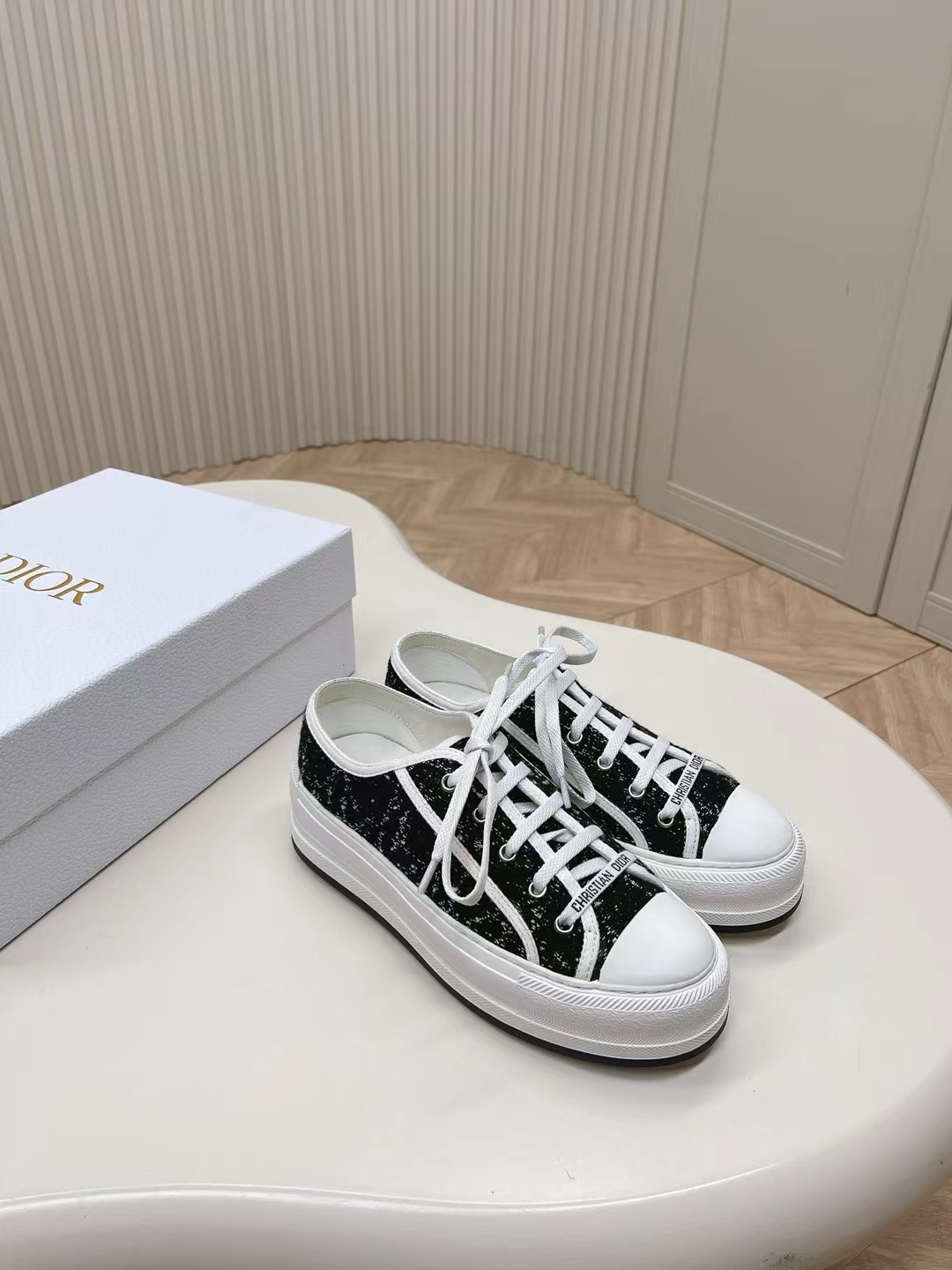 Dior Store
 Sneakers Canvas Shoes Embroidery Women Canvas Cotton Rubber Sheepskin Oblique Low Tops