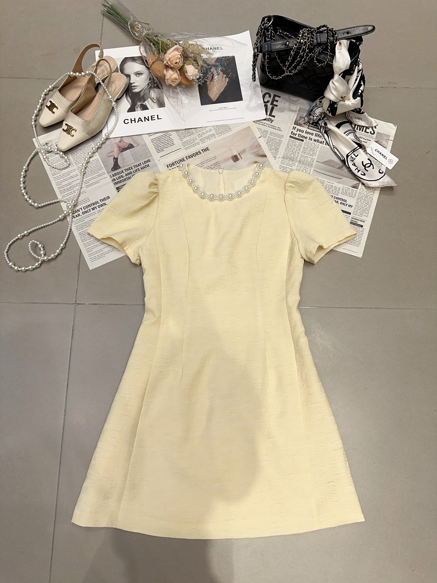 Elegant French Style Pearl Collar Dress - Chic and Sophisticated 6 i1746443168105 4668 0 5