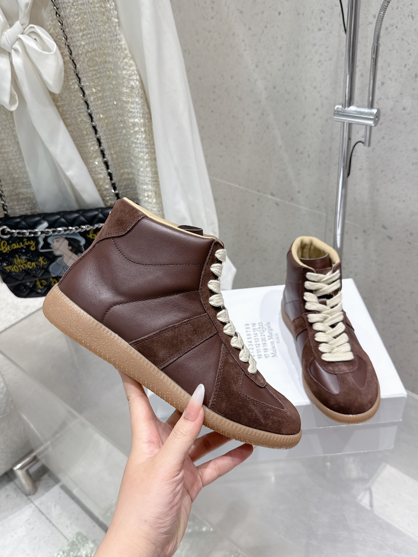 Maison Margiela MM6 High-Top Leather Sneakers Couple Casual Shoes 1 Maison Margiela MM6 High-Top Leather Sneakers Couple Casual Shoes