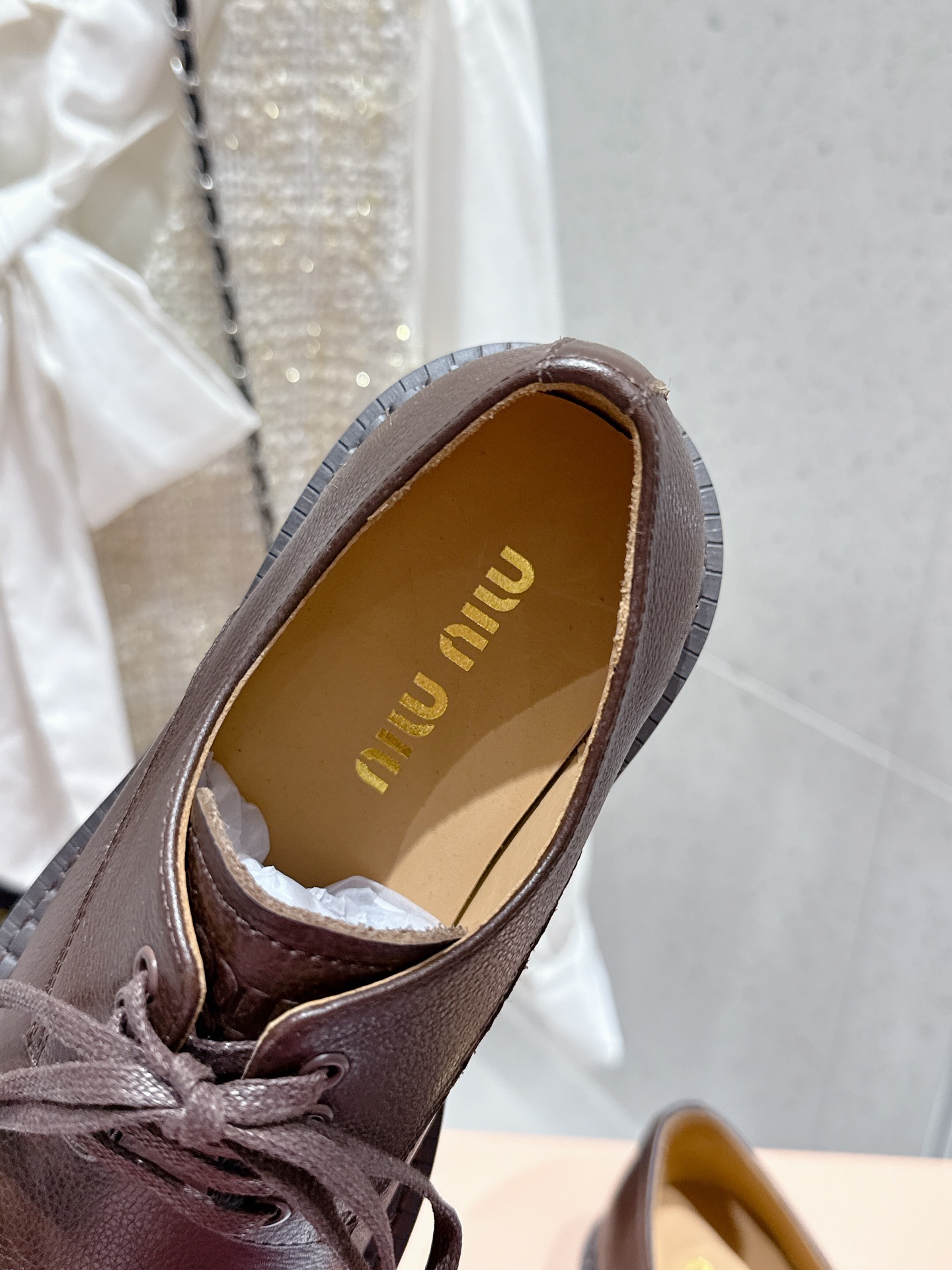 Miu Miu Women's Brown Leather Brogue Loafers Lace-Up Casual Shoes 9 i1742299970 4664 7