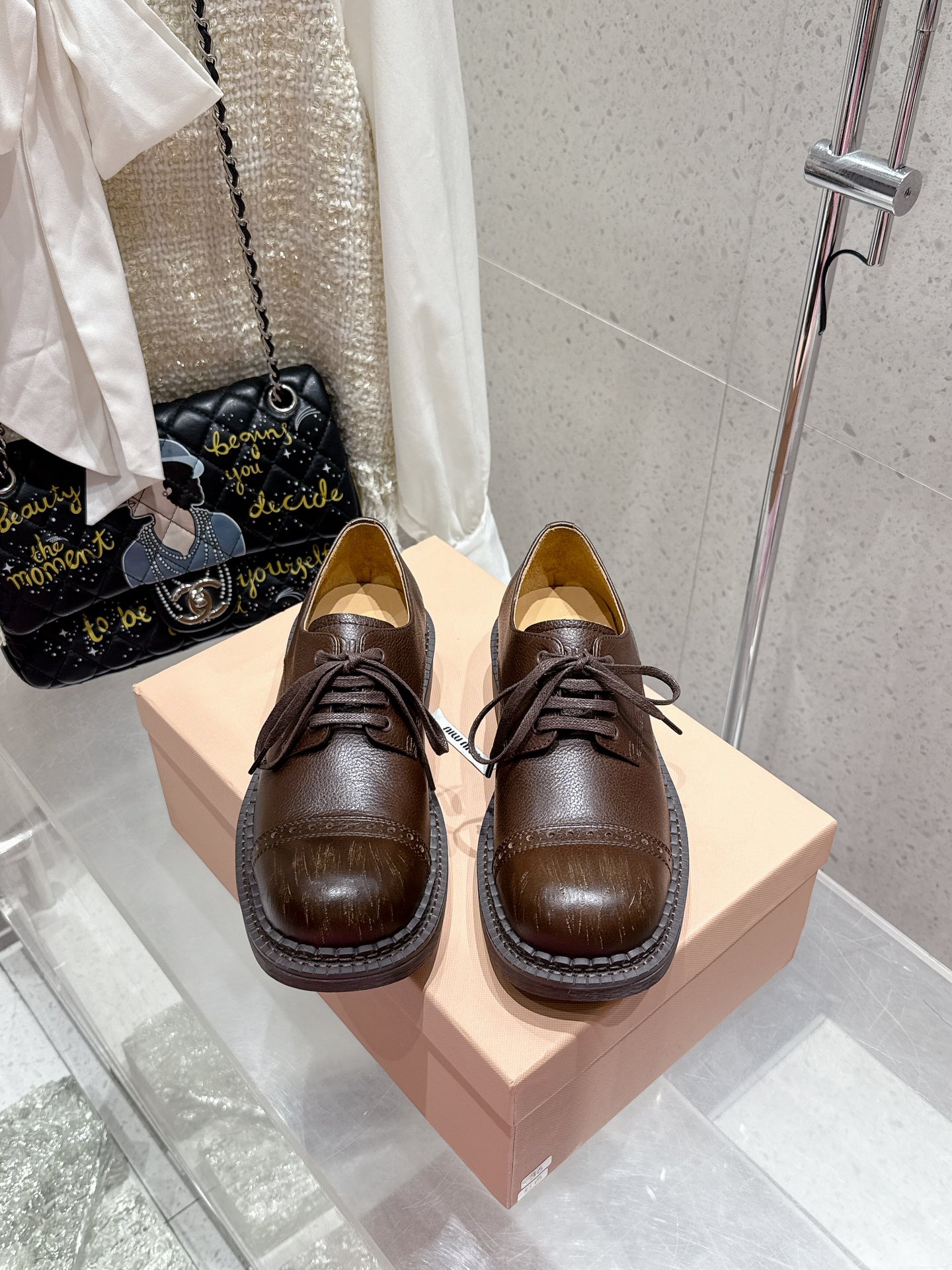 Miu Miu Women's Brown Leather Brogue Loafers Lace-Up Casual Shoes 3 i1742299970 7393 2