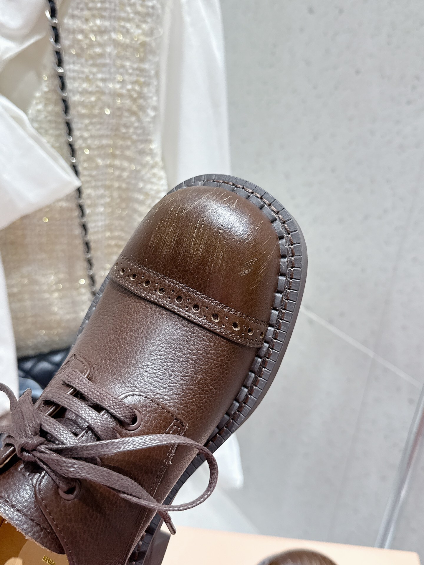 Miu Miu Women's Brown Leather Brogue Loafers Lace-Up Casual Shoes 7 i1742299970 8496 5