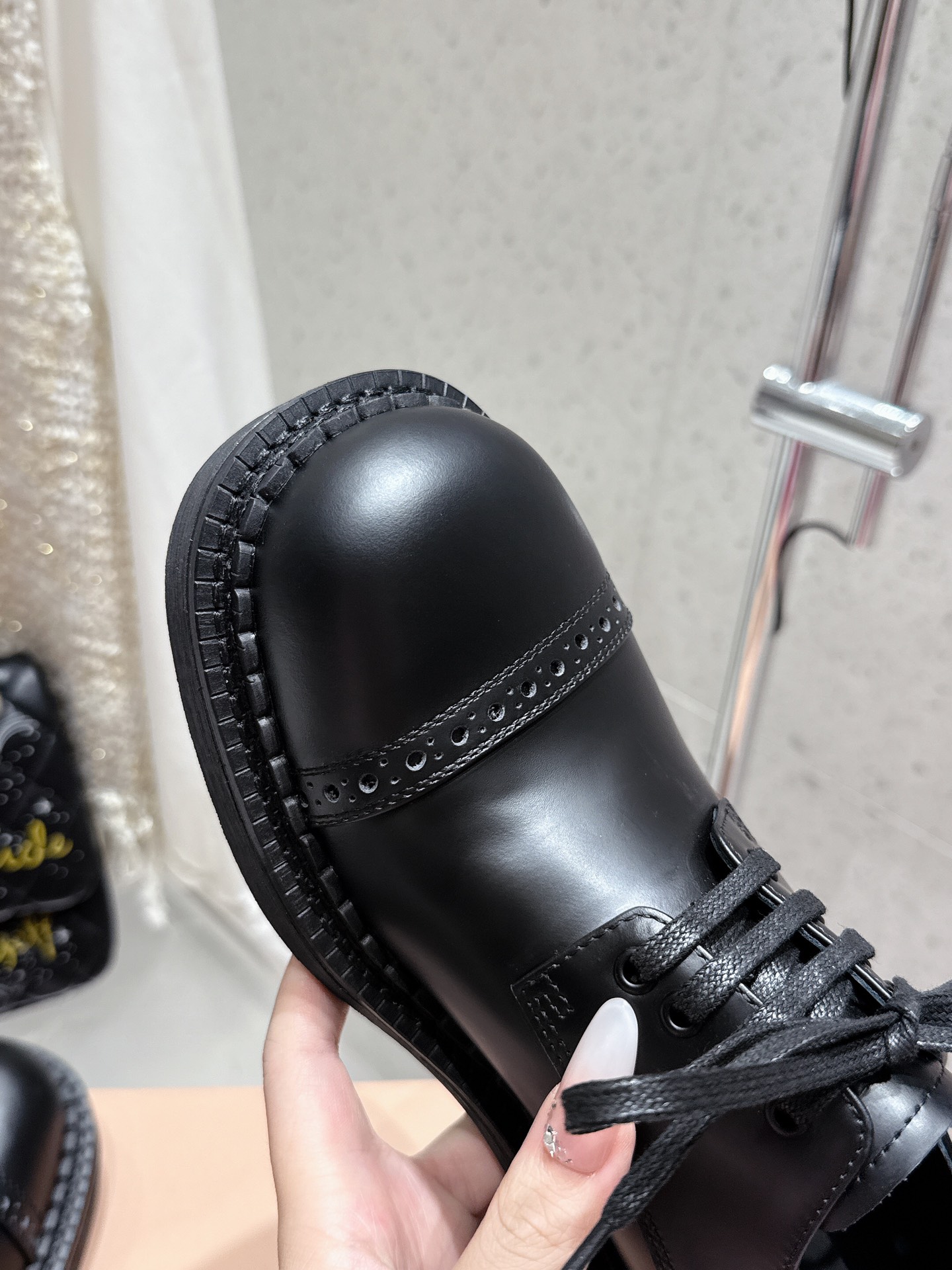 Miu Miu Women's Black Leather Brogue Loafers Lace-up Platform Shoes 7 i1742300010 1706 4