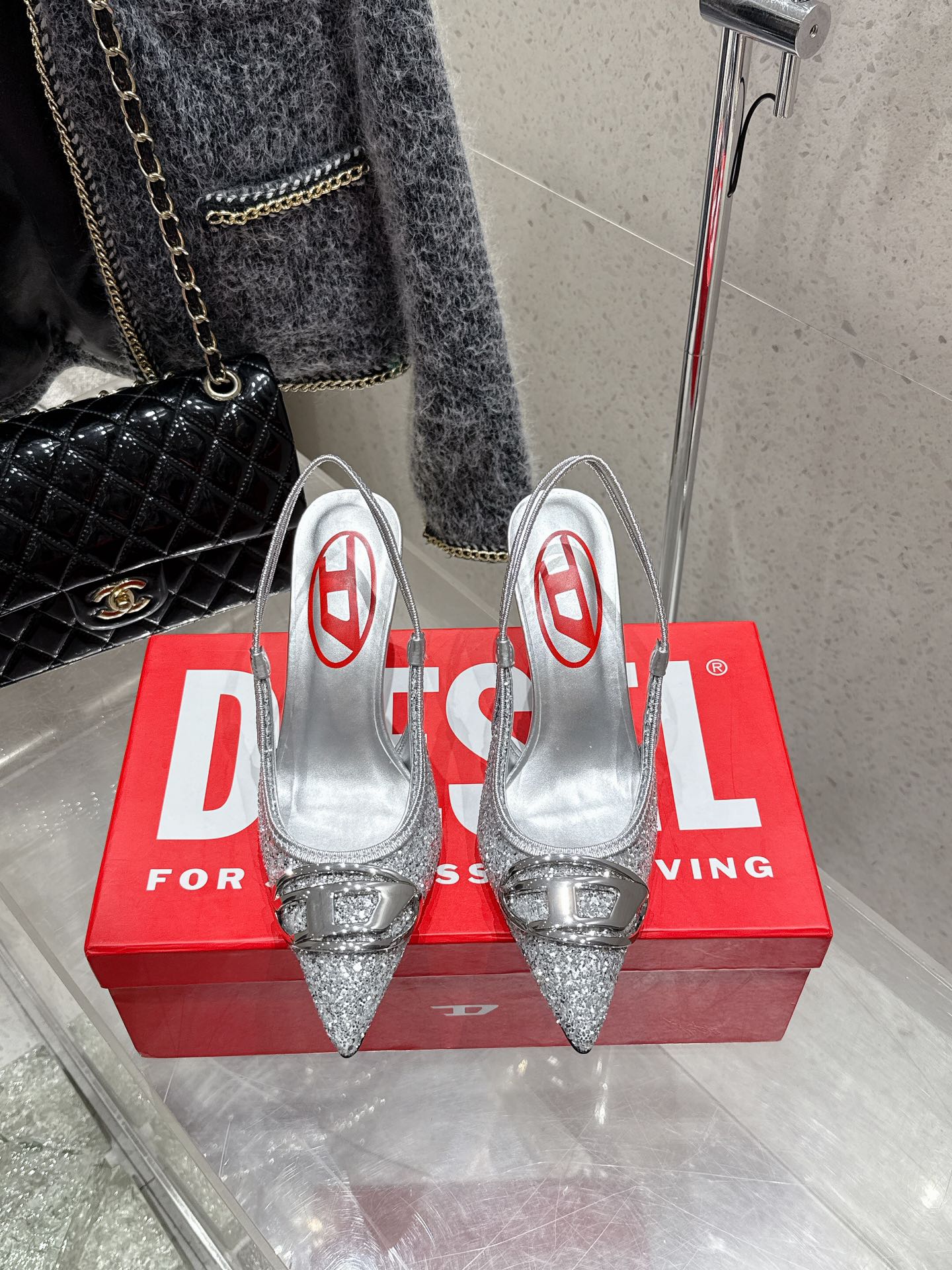 Top-level Diesel Sandals: Oxen Skins, Custom Fabrics, D-Word Logo, 8.5cm Heels - 图片 9