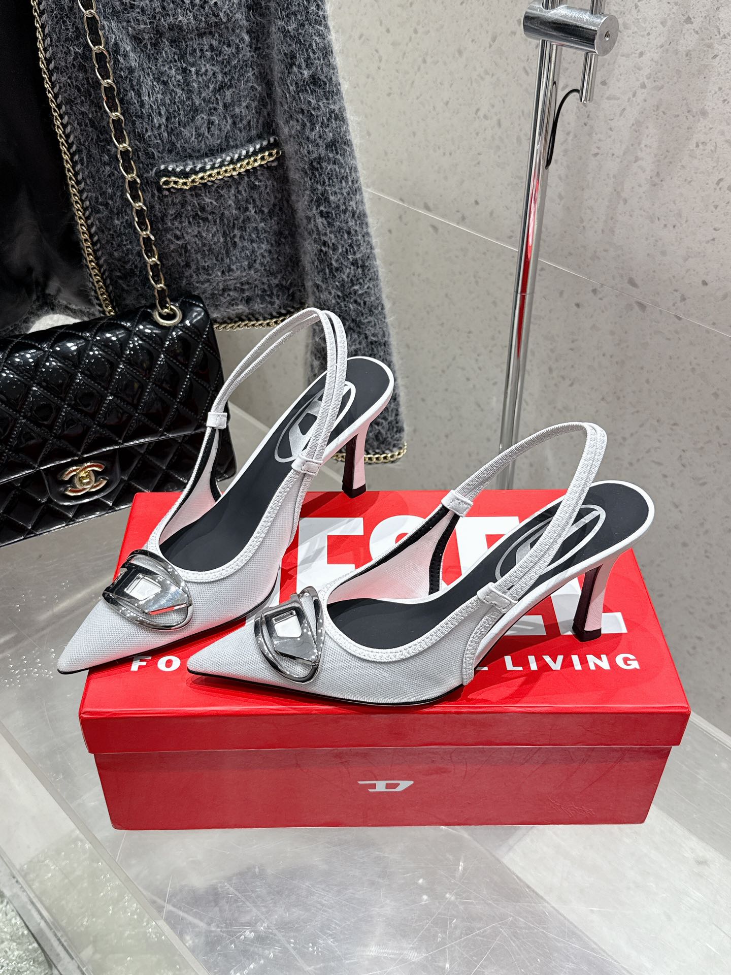 “Top 625 Diesel Heeled Sandals with Custom Fabrics and Logo Buttons”