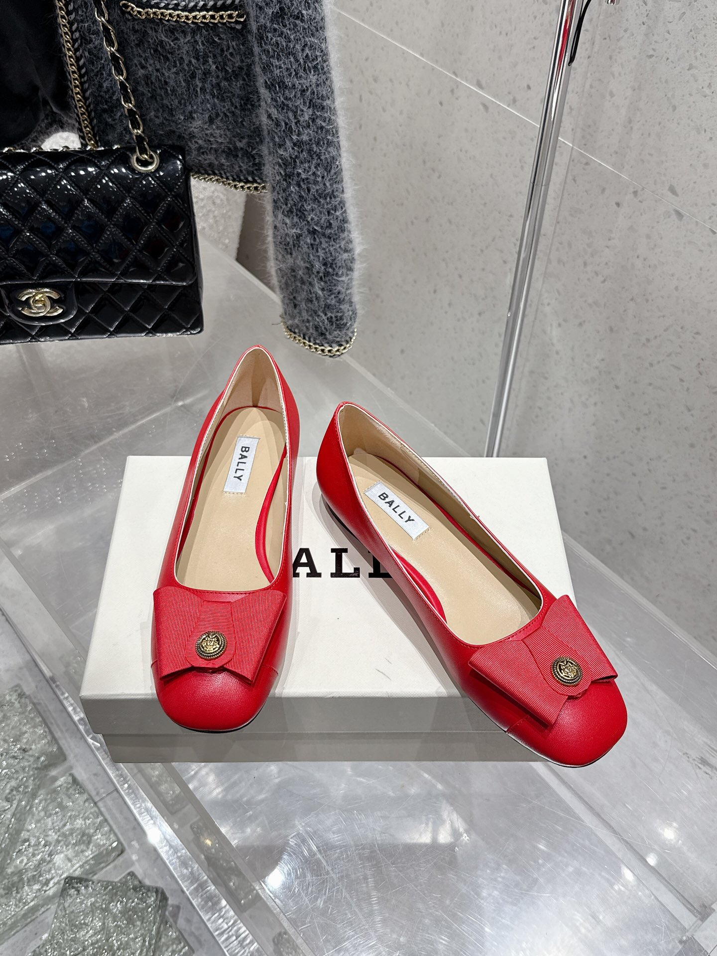 Bally Women's Red Leather Ballet Flats with Bow Accent - Elegant & Comfortable 4 i1744186576 3808 3