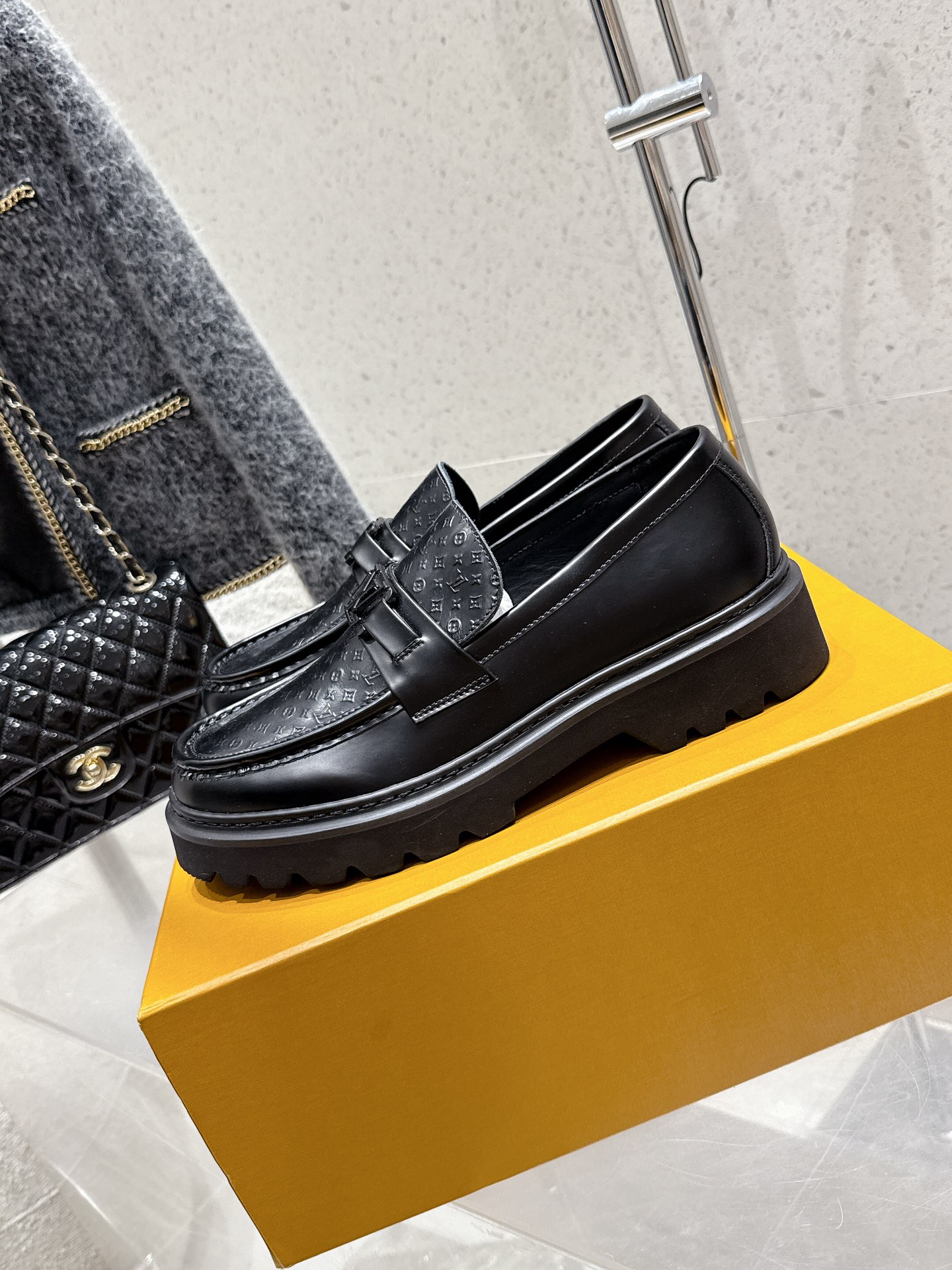 Louis Vuitton Embossed Chain Loafers, Premium Leather, Platform Design 5 i1744804340 6440 2