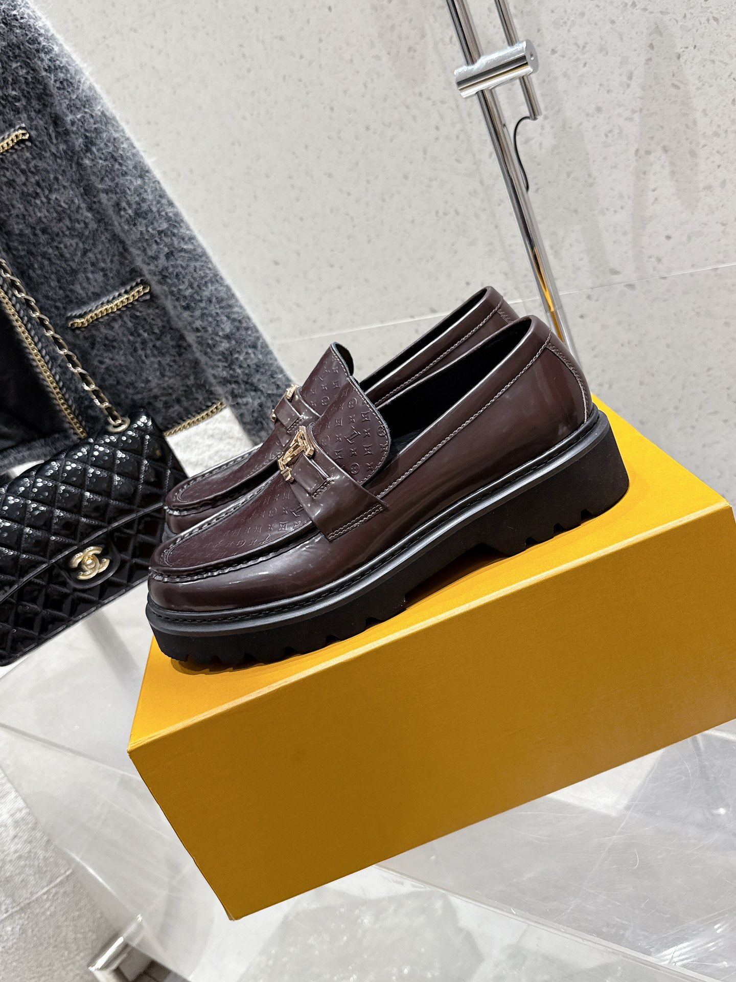 Louis Vuitton Women's Chain Loafer, Embossed Leather, Platform, Rubber Sole 5 i1744804432 2194 0
