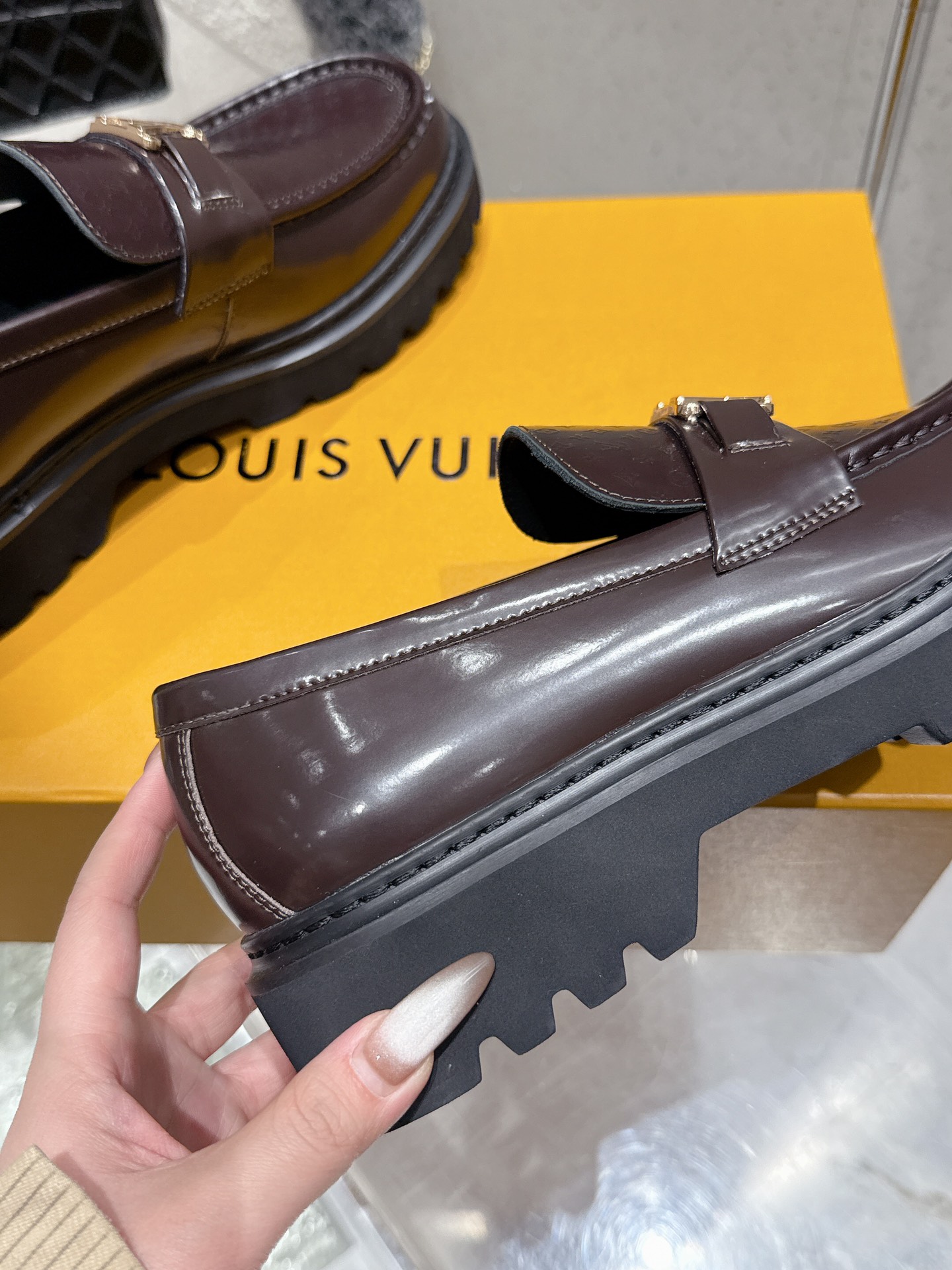 Louis Vuitton Women's Chain Loafer, Embossed Leather, Platform, Rubber Sole 9 i1744804432 9894 1