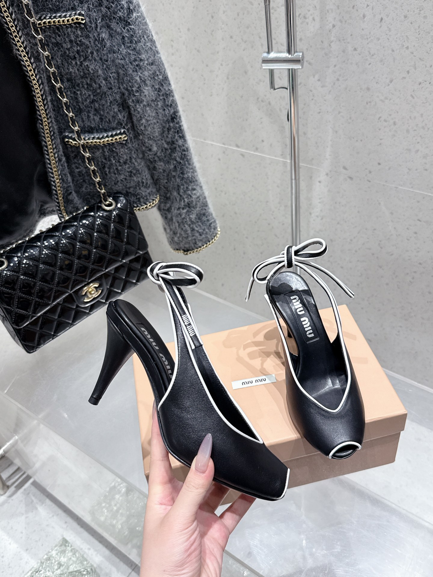 Miu Miu Retro High Heel Slingback Sandals With Bow Accent 6 i1746014205 9375 2