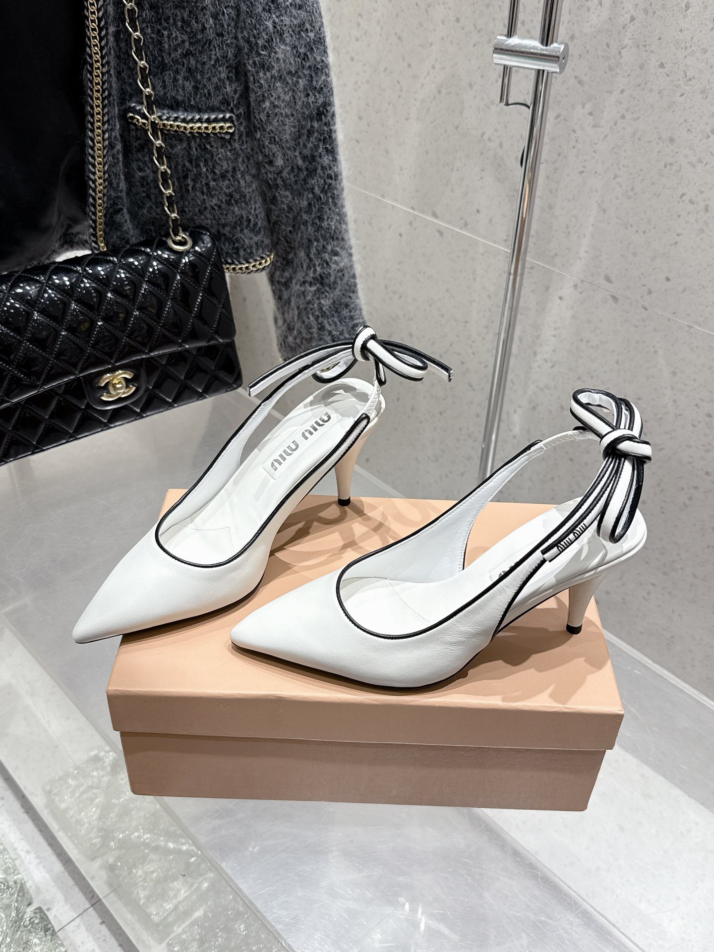 Miu Miu Women's Retro Pointed Toe Slingback Kitten Heel Sandals 2 i1746014368 4417 2