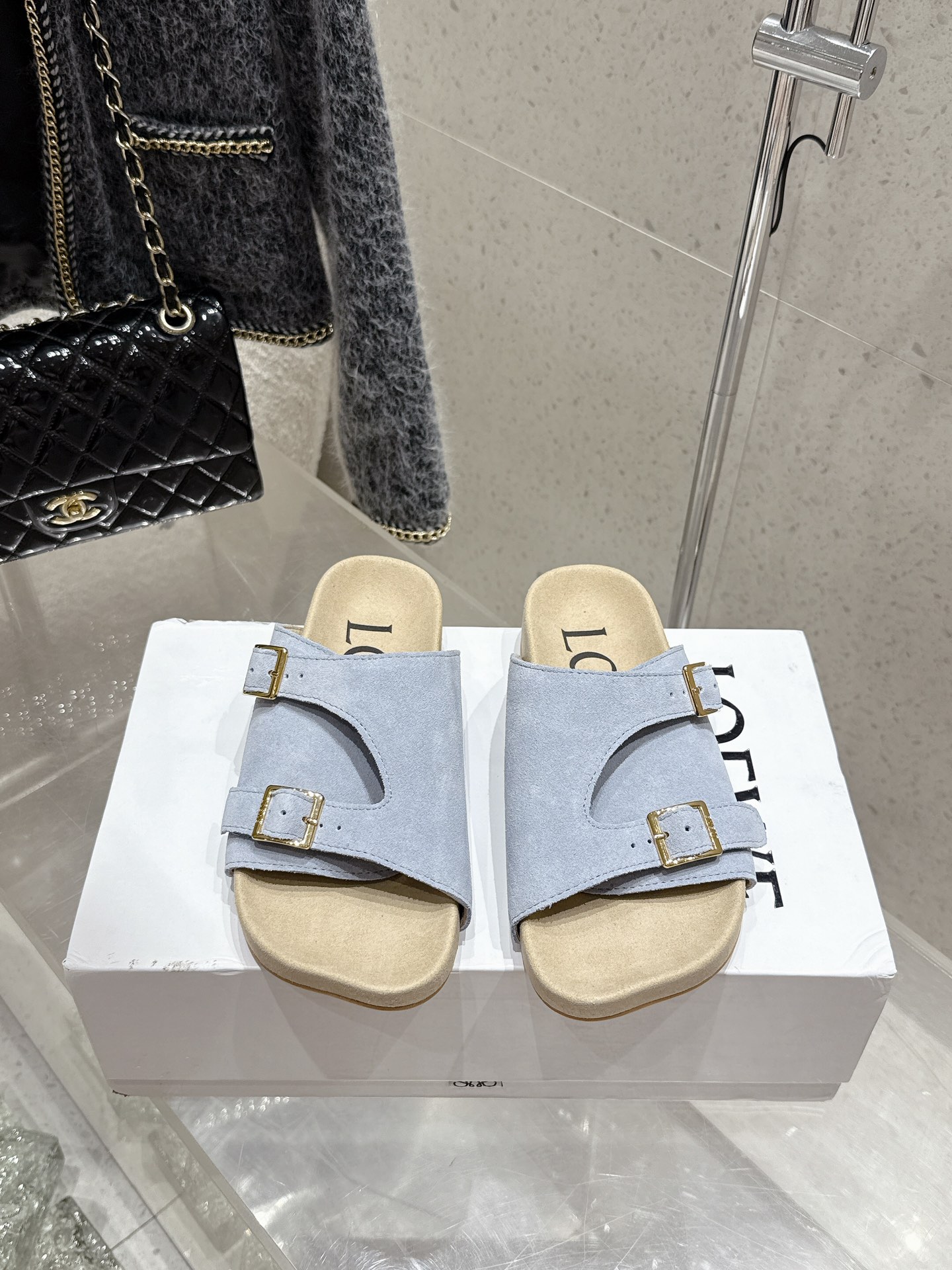 Loewe Summer Sandals, Suede Leather, Adjustable Buckle, Comfortable and Stylish