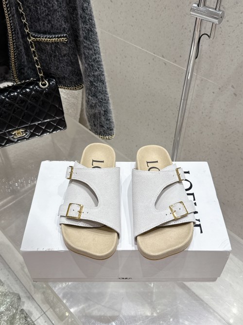 Loewe Women's White Suede Sandals with Adjustable Buckle - Stylish & Comfortable 1 Loewe Women's White Suede Sandals with Adjustable Buckle - Stylish & Comfortable