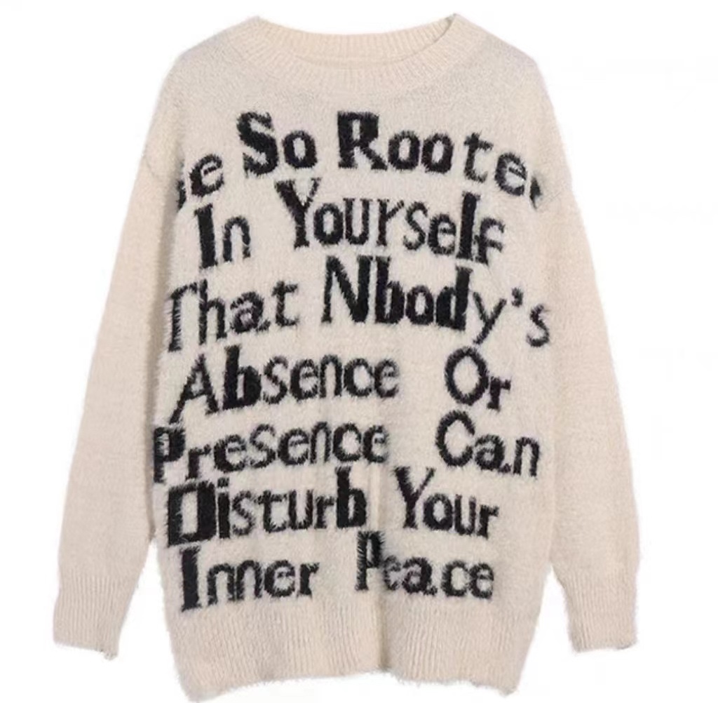 Japanese-American Unisex Hairy Knitted Shirts Size Guide in Black and White - 图片 4