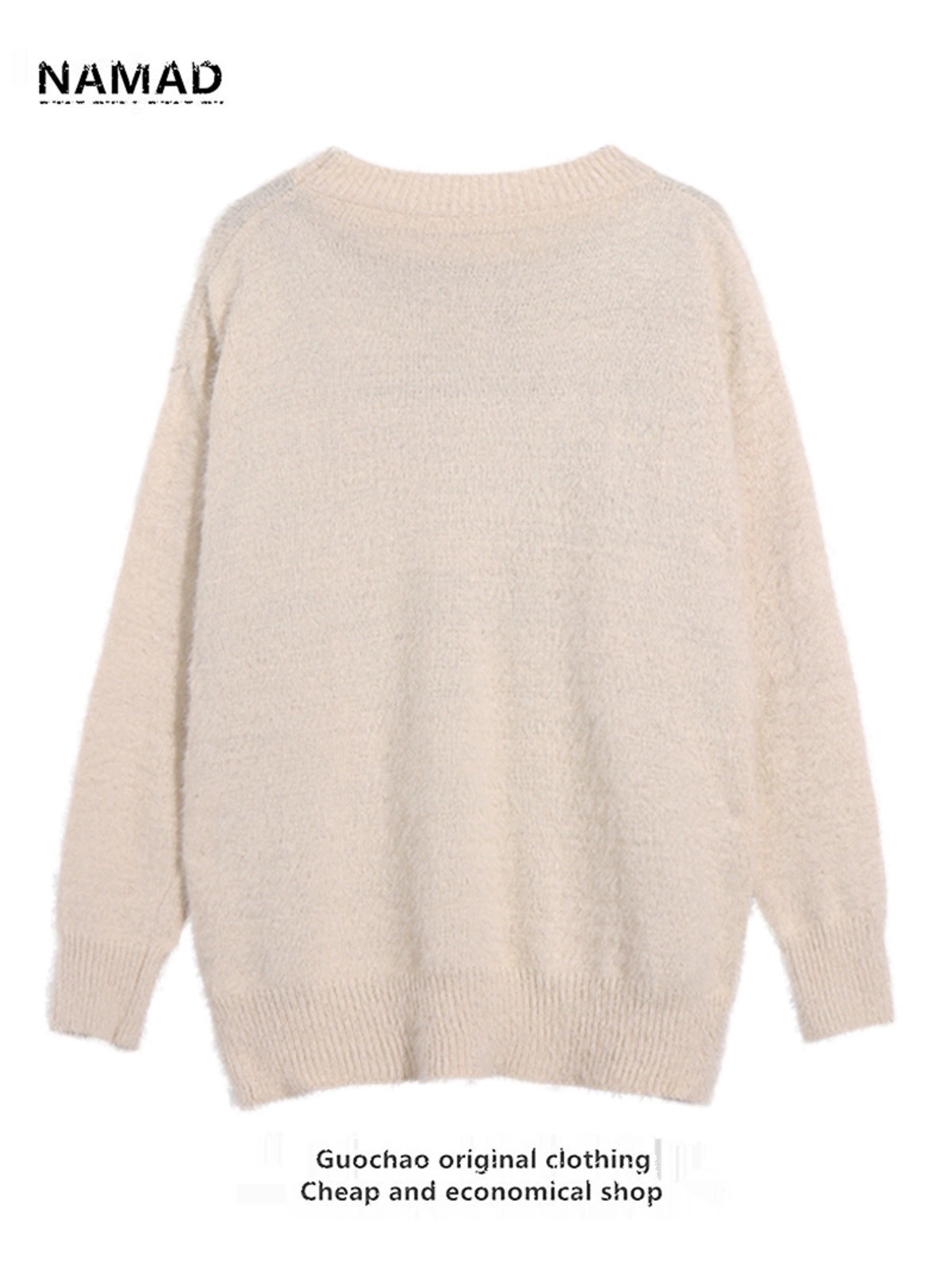 Japanese-American Unisex Hairy Knitted Shirts Size Guide in Black and White - 图片 3