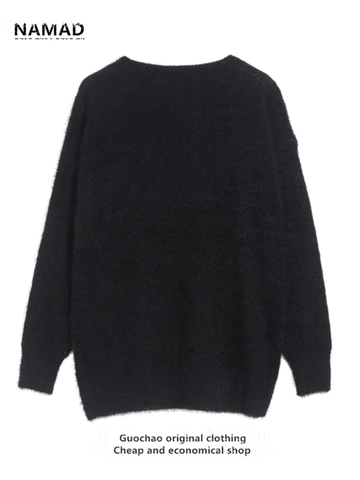 Japanese-American Unisex Hairy Knitted Shirts Size Guide in Black and White - 图片 2