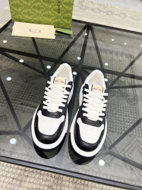 Gucci Men's Ace Leather Sneaker - Black and White Designer Shoes 1 Gucci Men's Ace Leather Sneaker - Black and White Designer Shoes