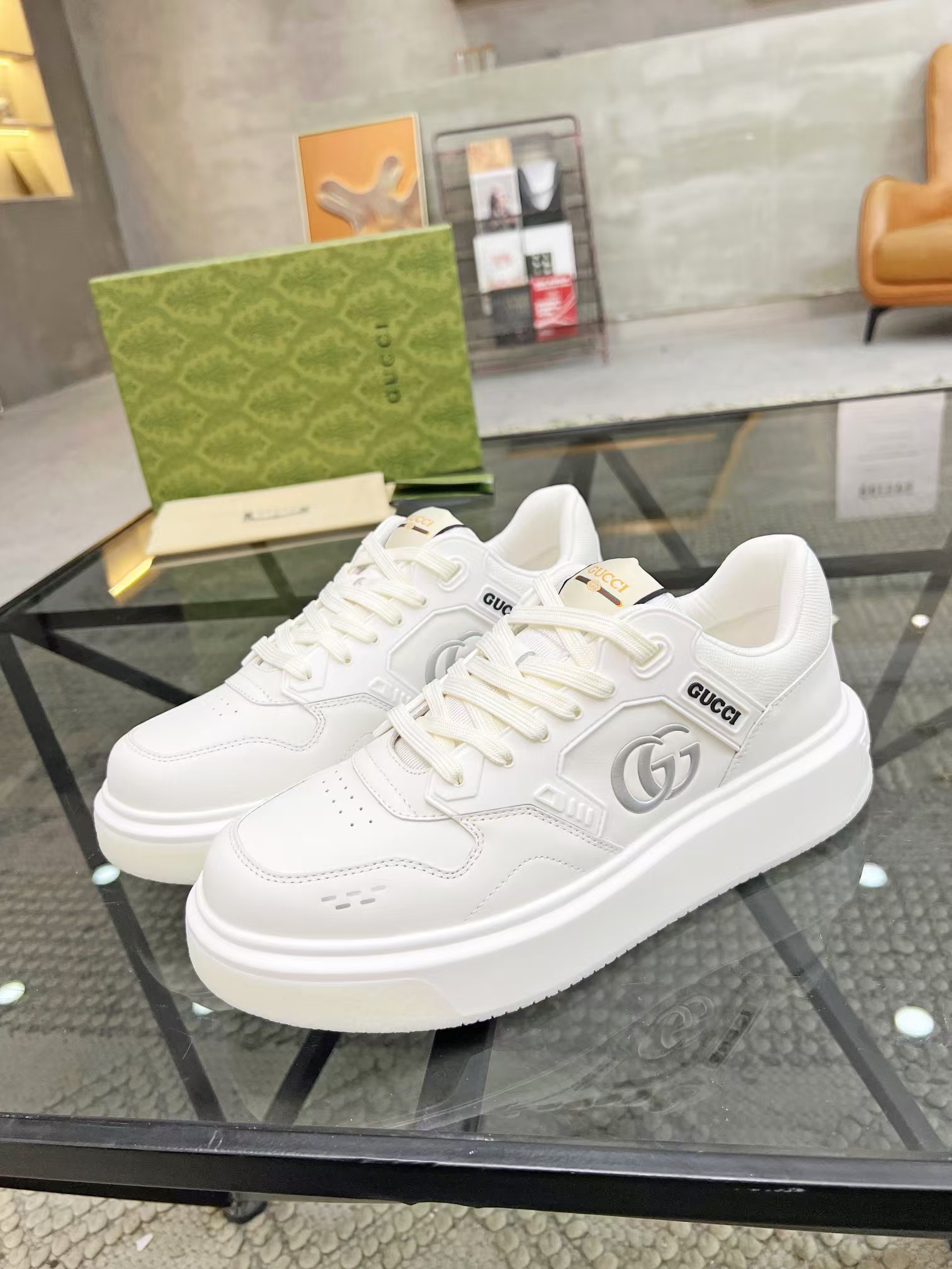 Gucci Men's Ace Leather Sneaker, White, Comfortable and Stylish - Size 38-45 3 a1731379586380 5738