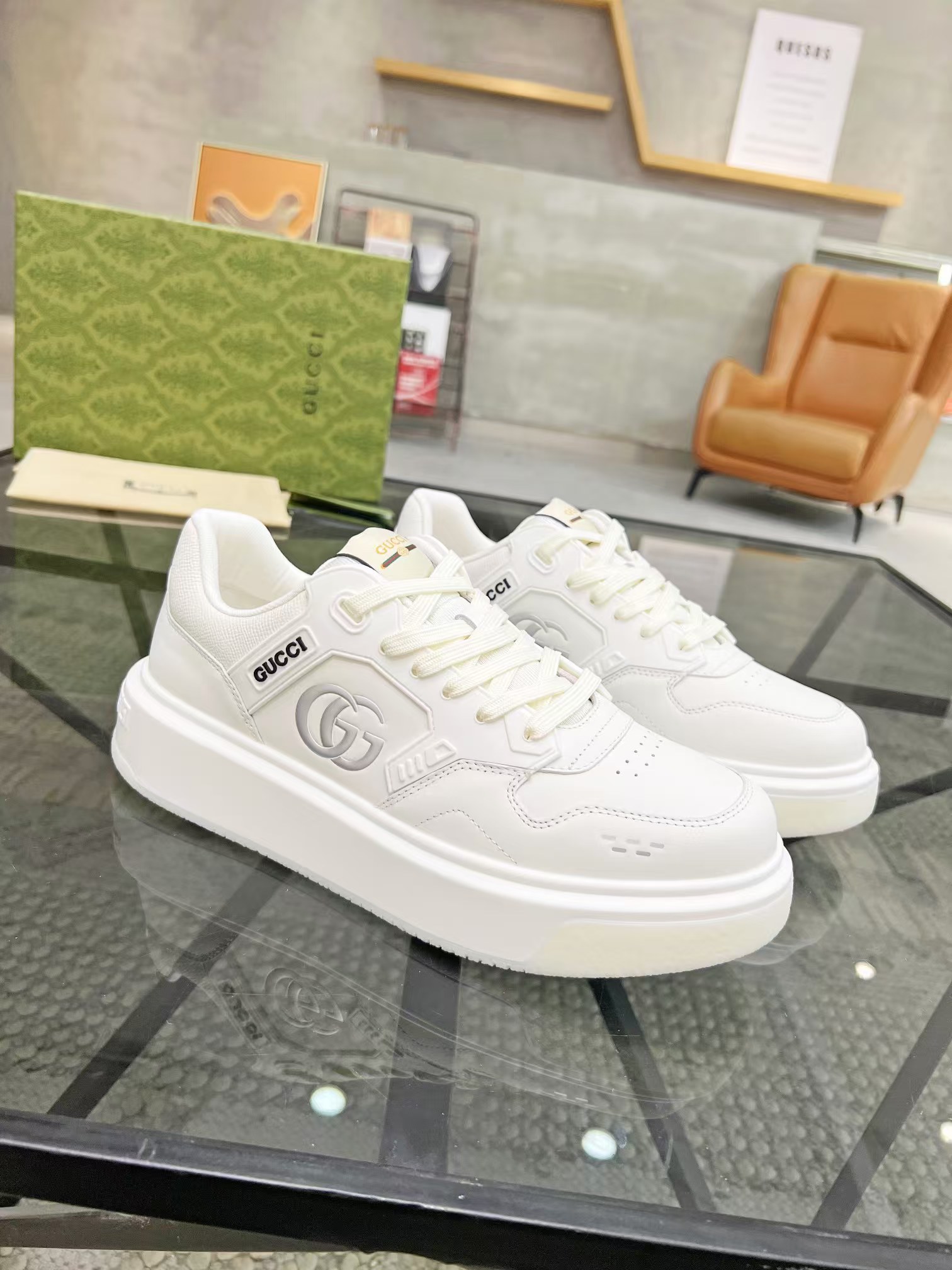 Gucci Men's Ace Leather Sneaker, White, Comfortable and Stylish - Size 38-45 4 a1731379629353 4431