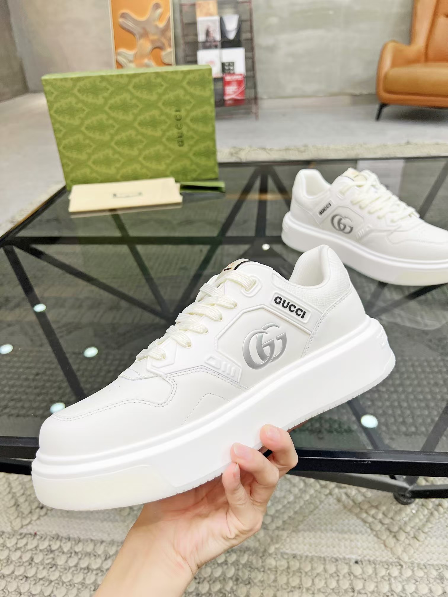 Gucci Men's Ace Leather Sneaker, White, Comfortable and Stylish - Size 38-45 5 a1731379629357 7224