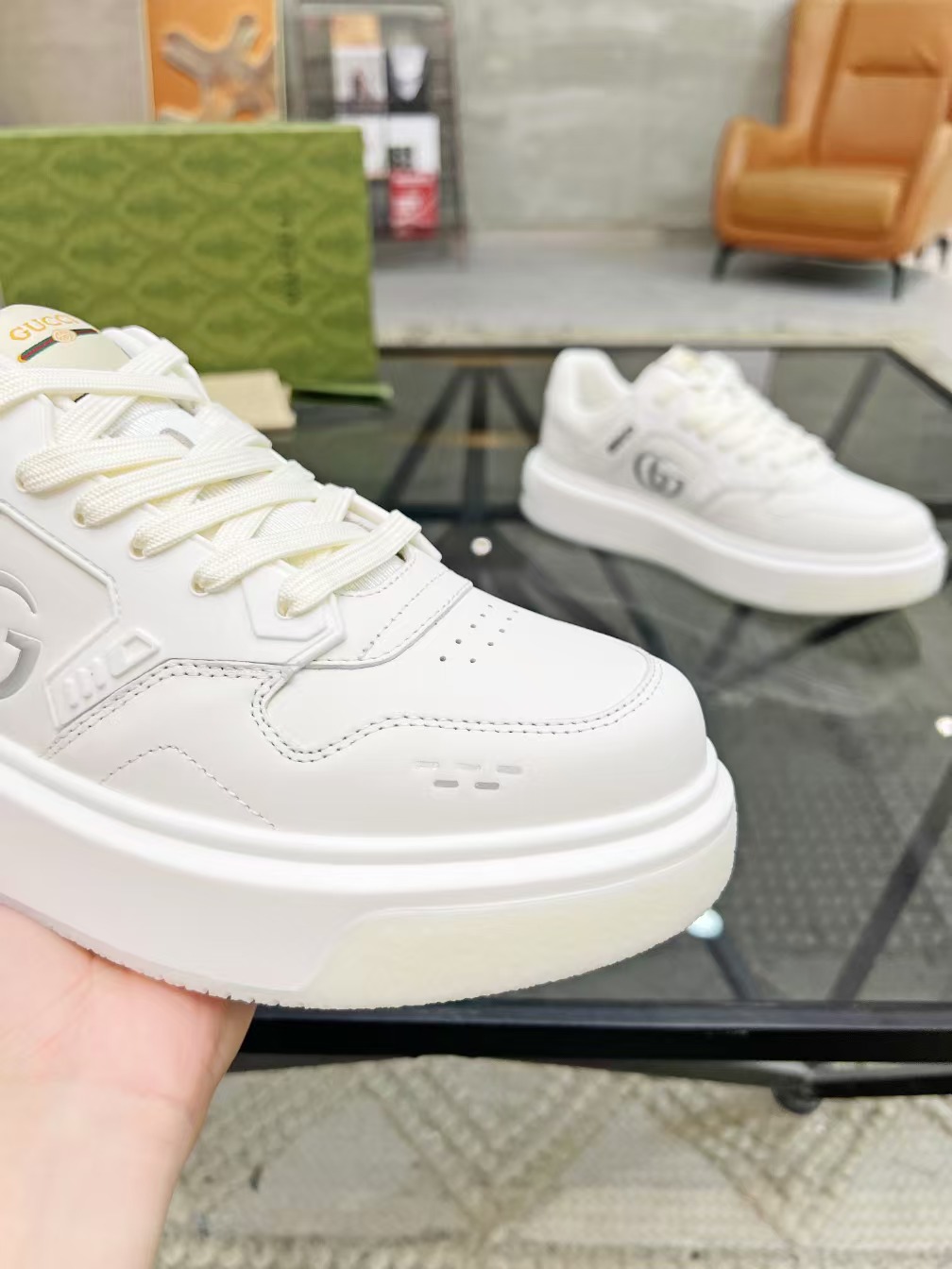 Gucci Men's Ace Leather Sneaker, White, Comfortable and Stylish - Size 38-45 8 a1731379629952 6861