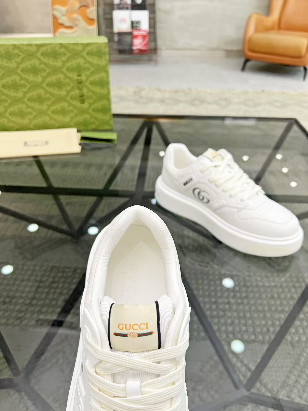 Gucci Men's Ace Leather Sneaker, White, Comfortable and Stylish - Size 38-45 10 a1731379660235 8815