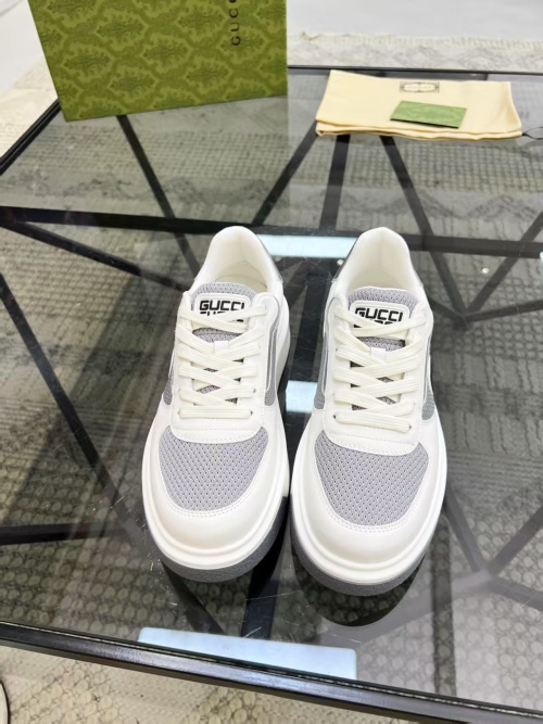 Gucci Men's White Leather and Mesh Lace-Up Sneakers, Sizes 38-45 1 Gucci Men's White Leather and Mesh Lace-Up Sneakers, Sizes 38-45