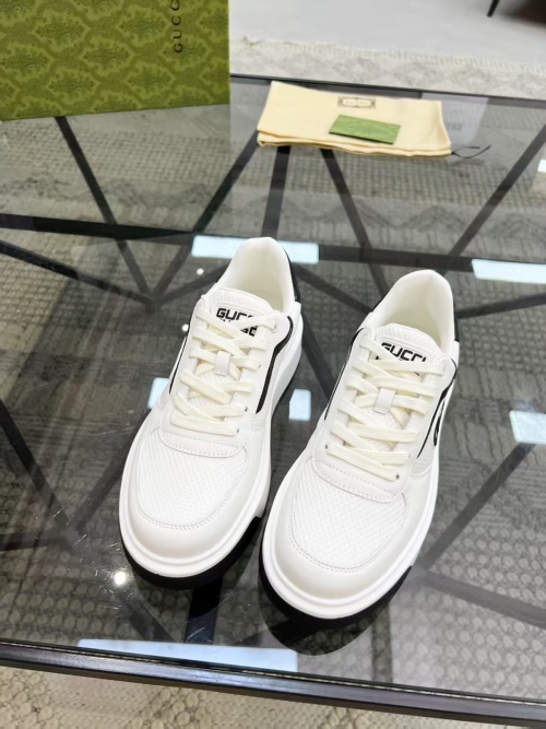 Gucci Men's White Leather Lace-Up Sneakers, Size 38-45 - New Collection 1 Gucci Men's White Leather Lace-Up Sneakers, Size 38-45 - New Collection