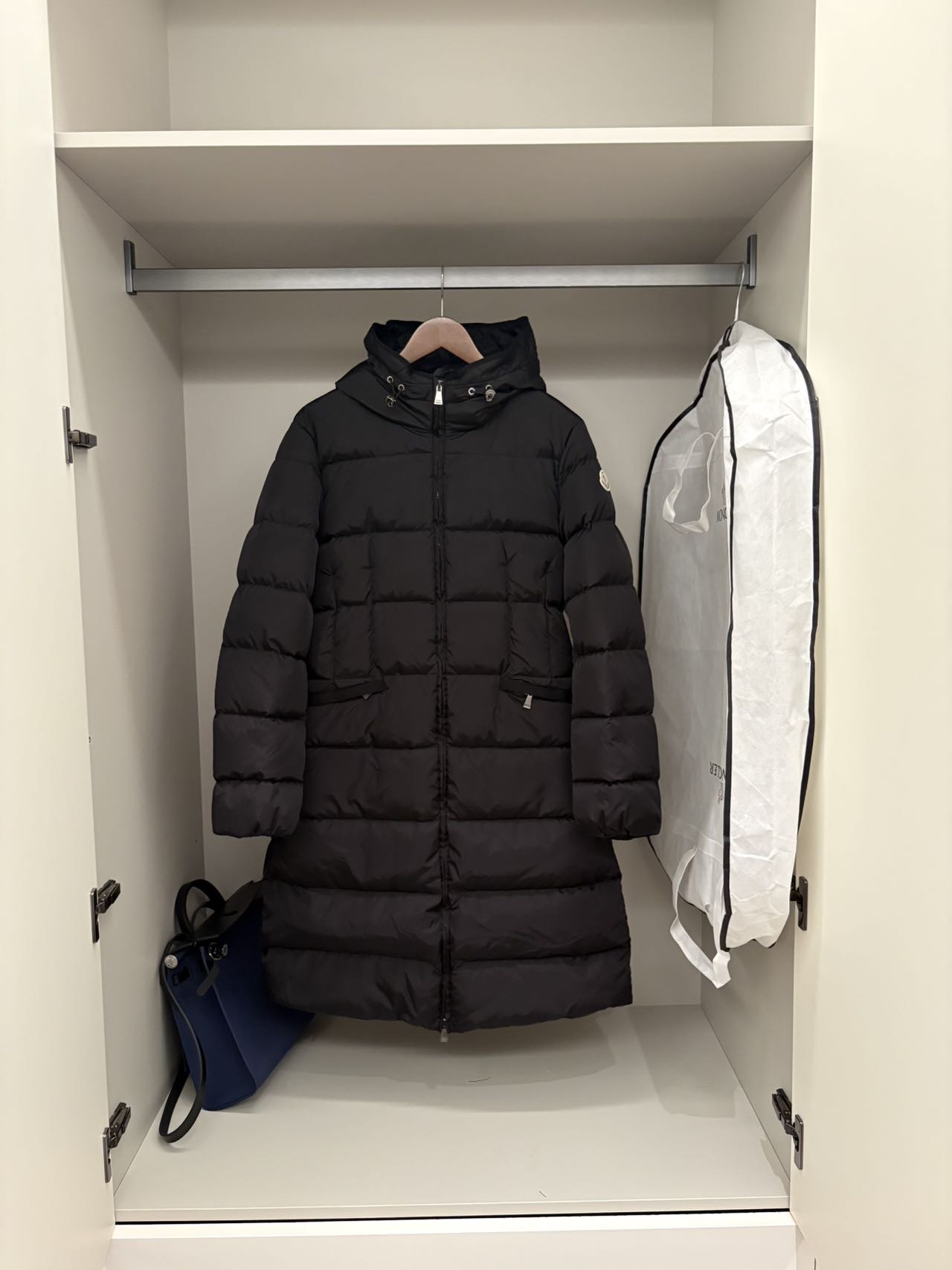 Black Hooded Long Puffer Coat