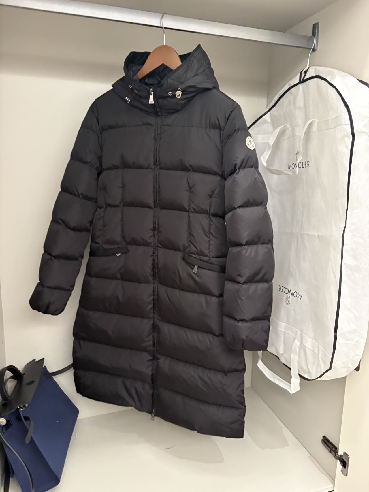 Black Hooded Long Puffer Coat