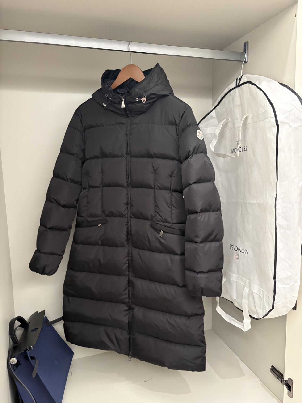 Black Hooded Long Puffer Coat