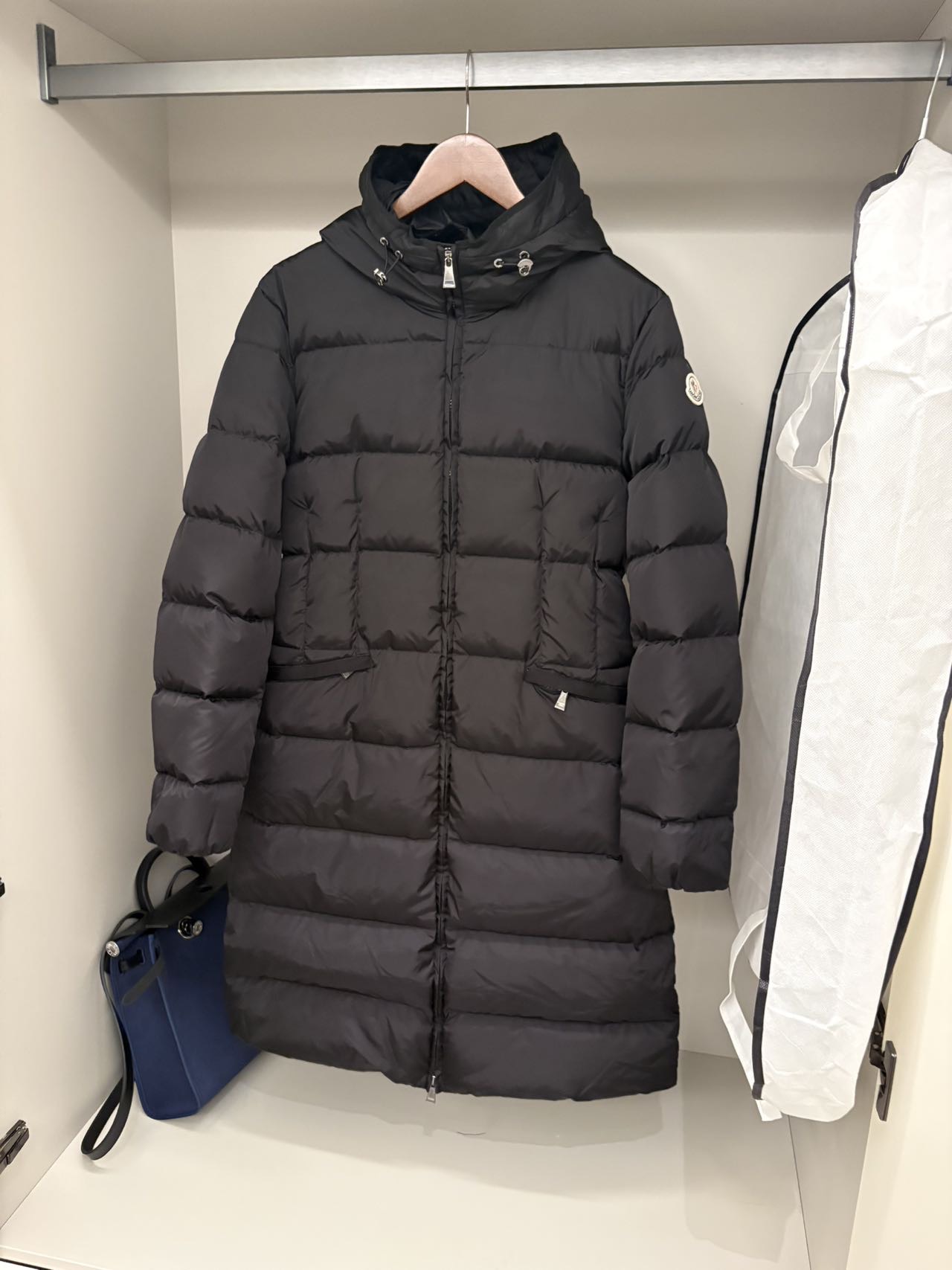 Black Hooded Long Puffer Coat