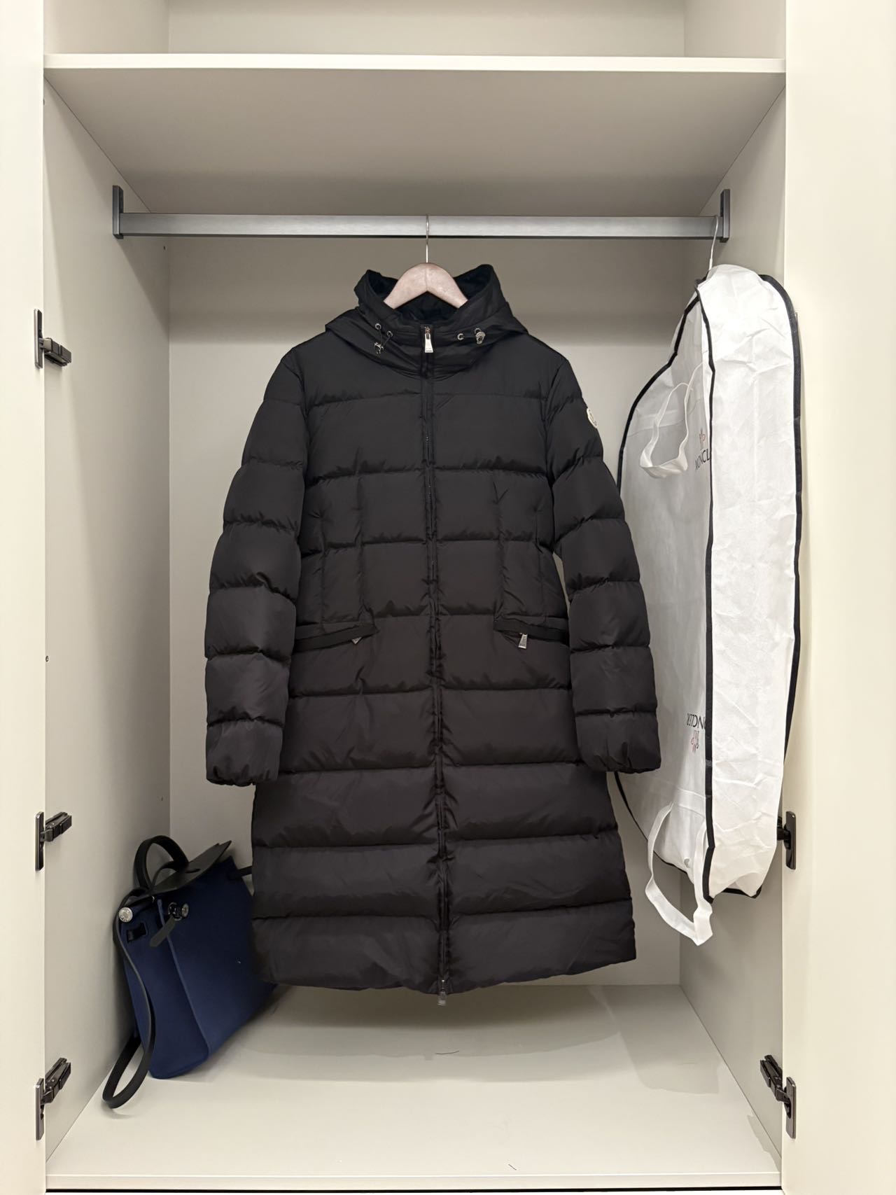 Black Hooded Long Puffer Coat