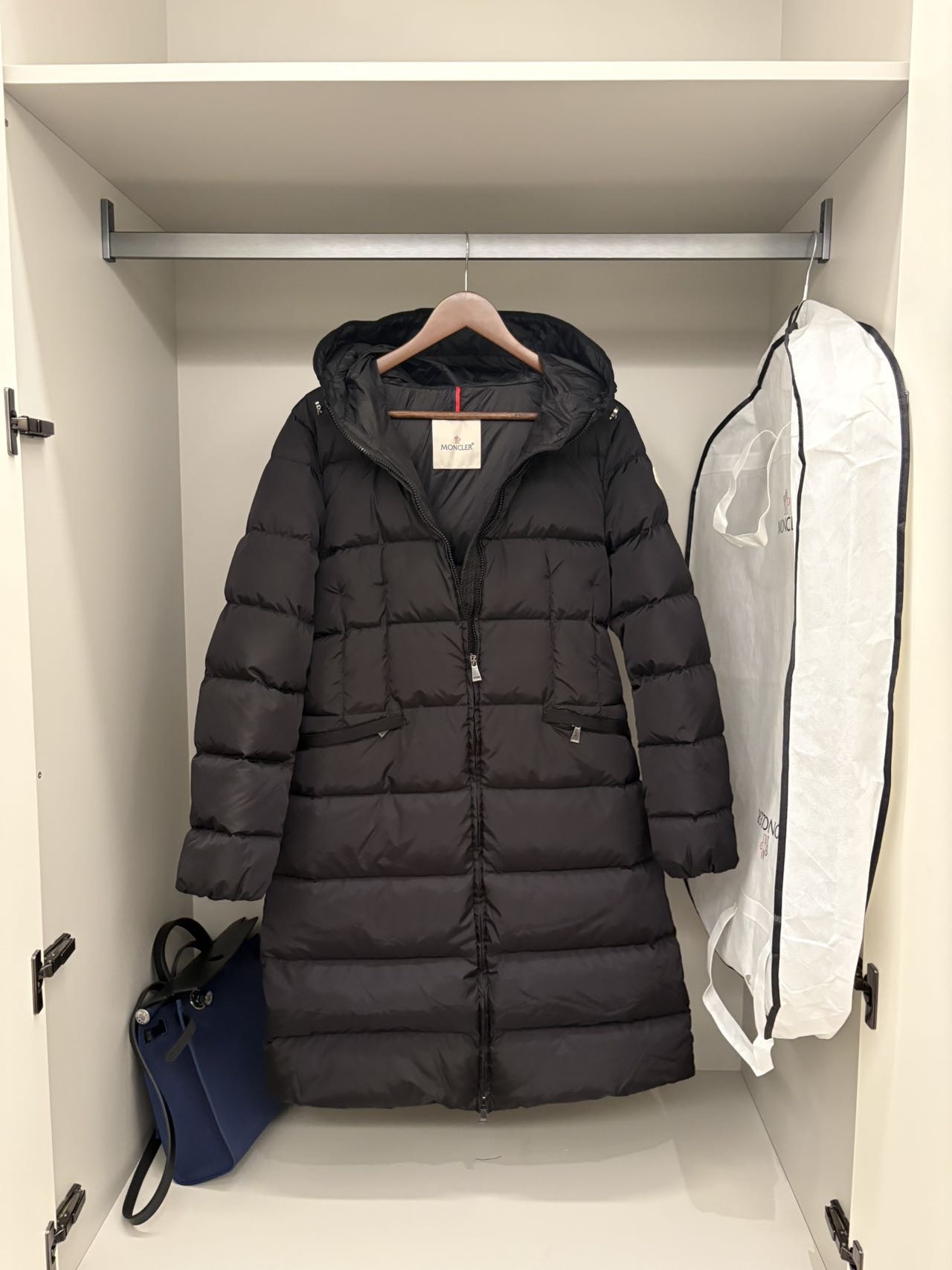 Black Hooded Long Puffer Coat