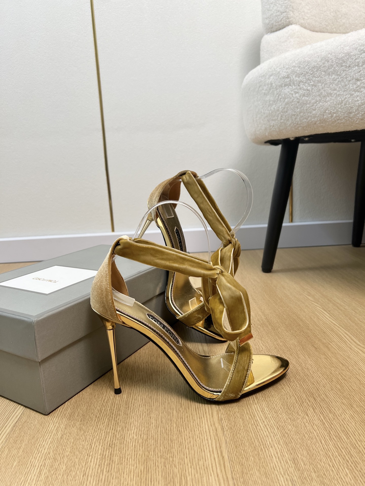 Gold Bow Ankle Strap Sandals