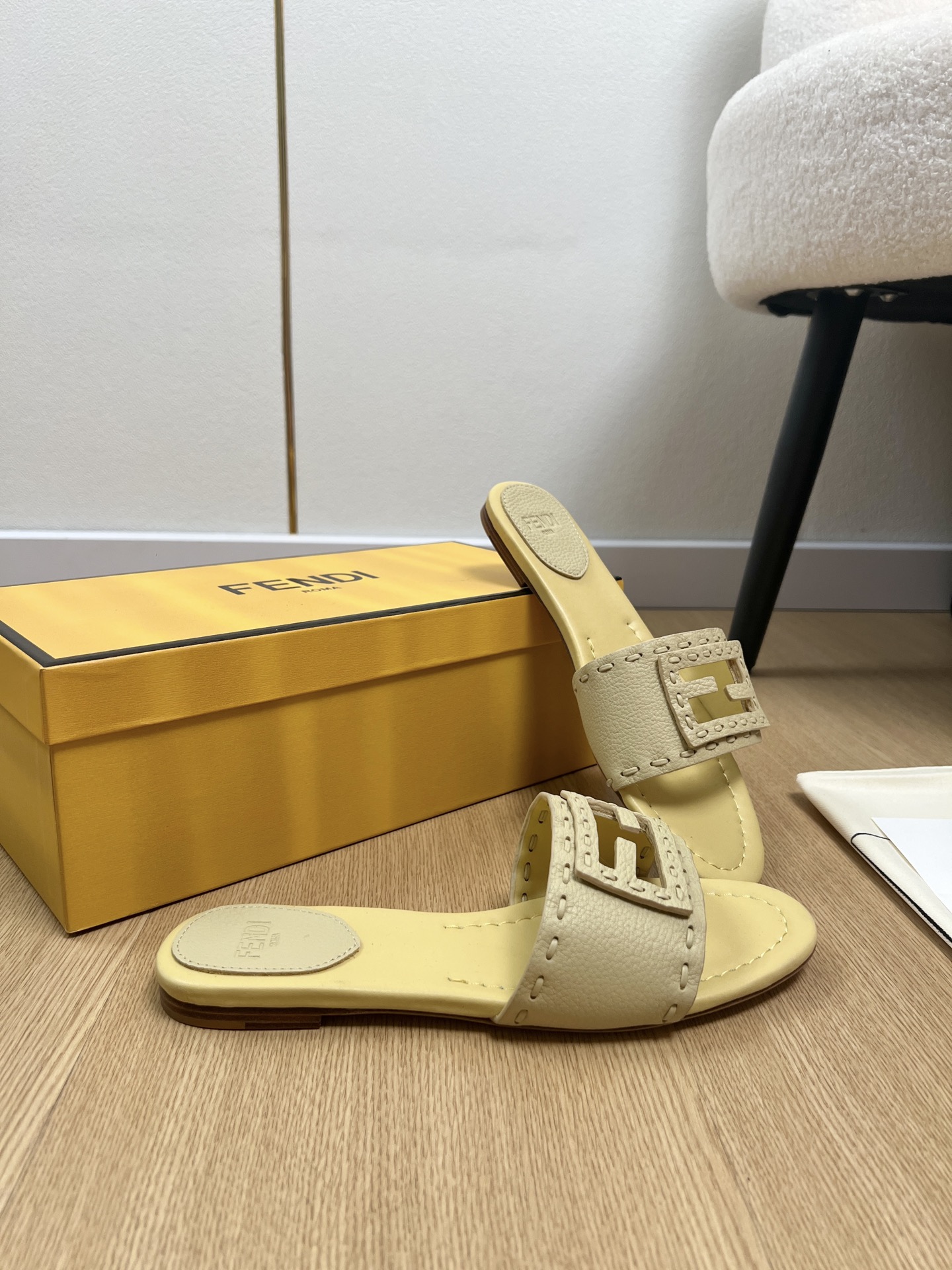 Fendi Baguette Flat Mule Slides