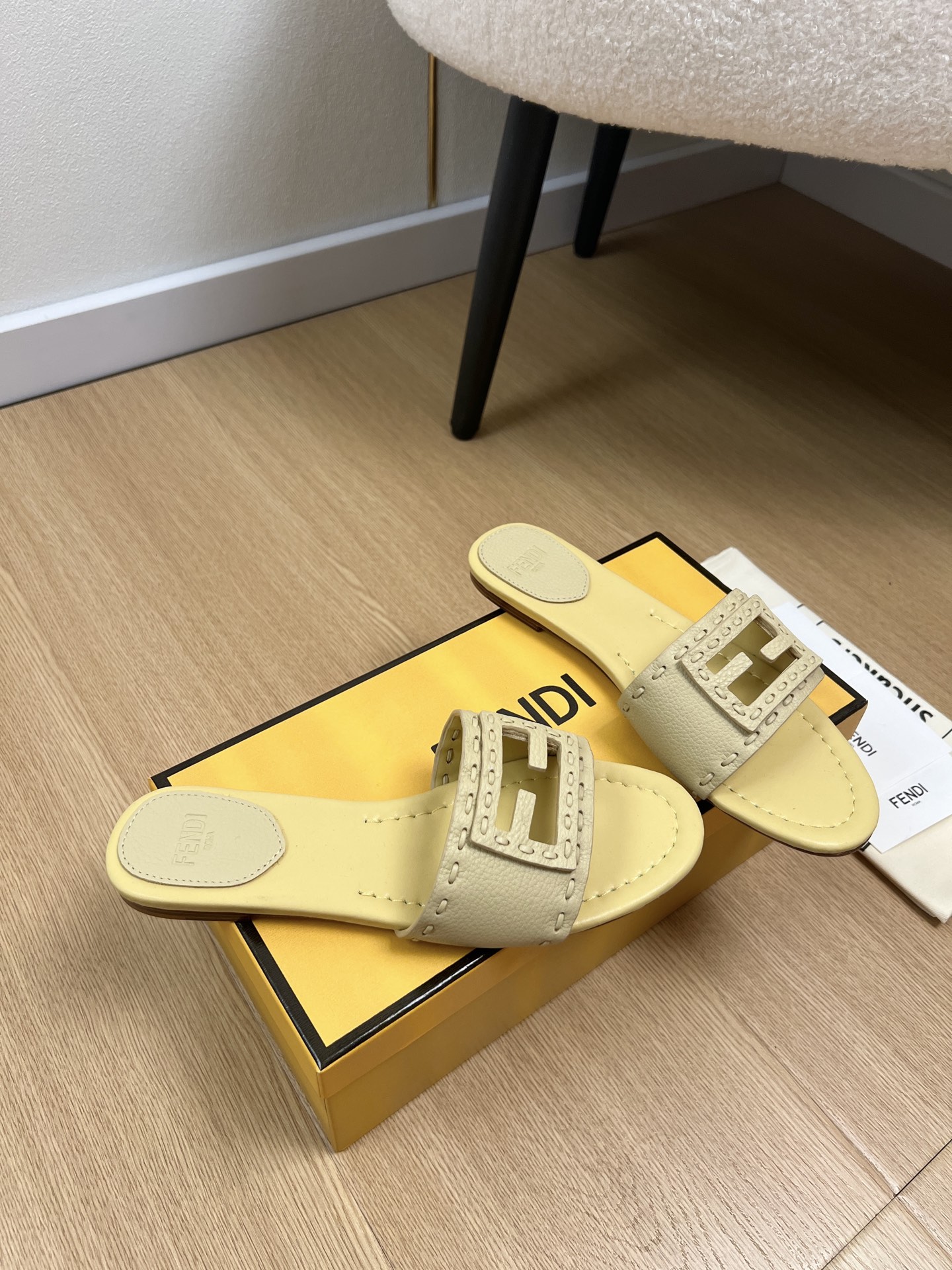 Fendi Baguette Flat Mule Slides