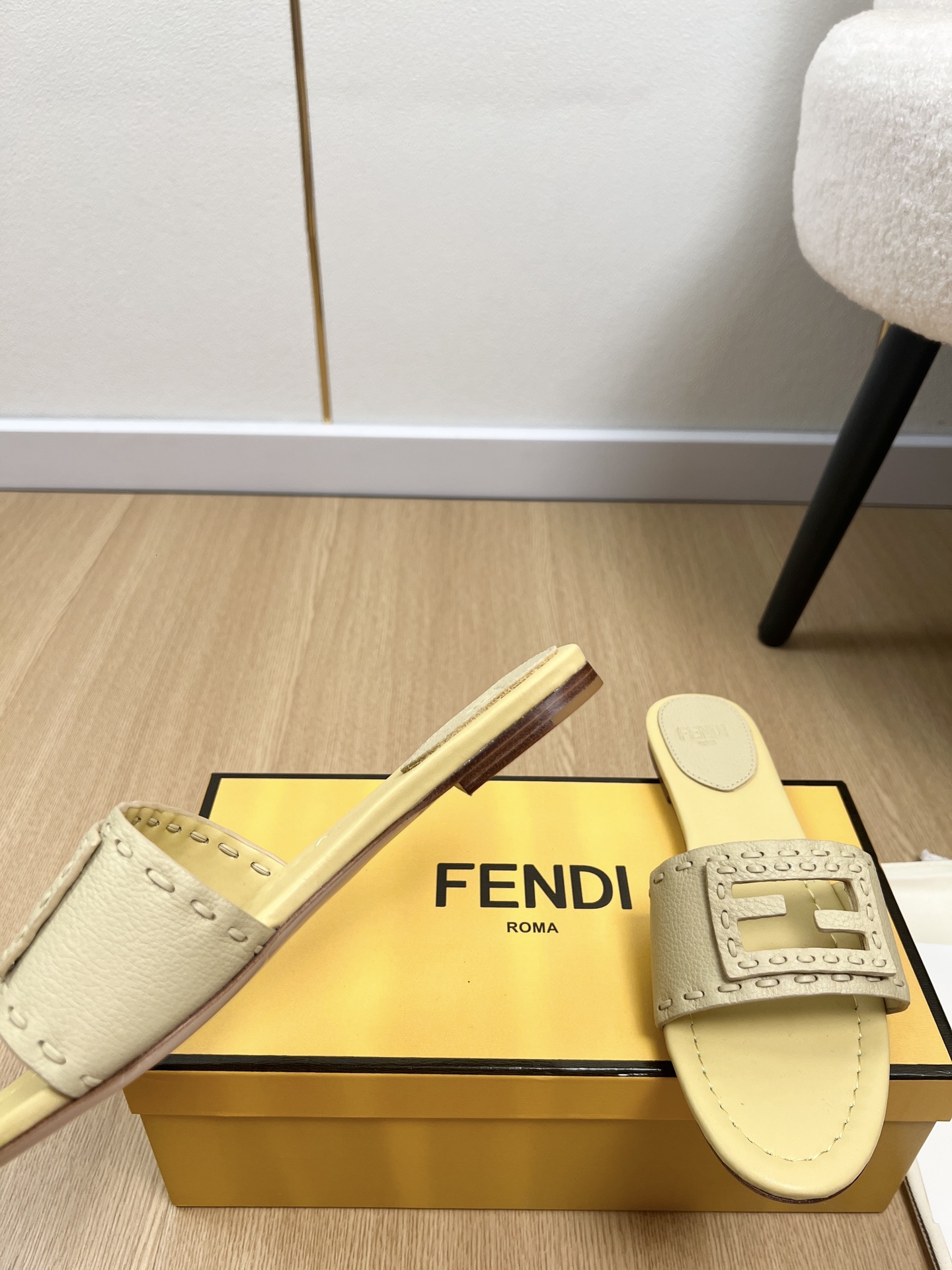 Fendi Baguette Flat Mule Slides