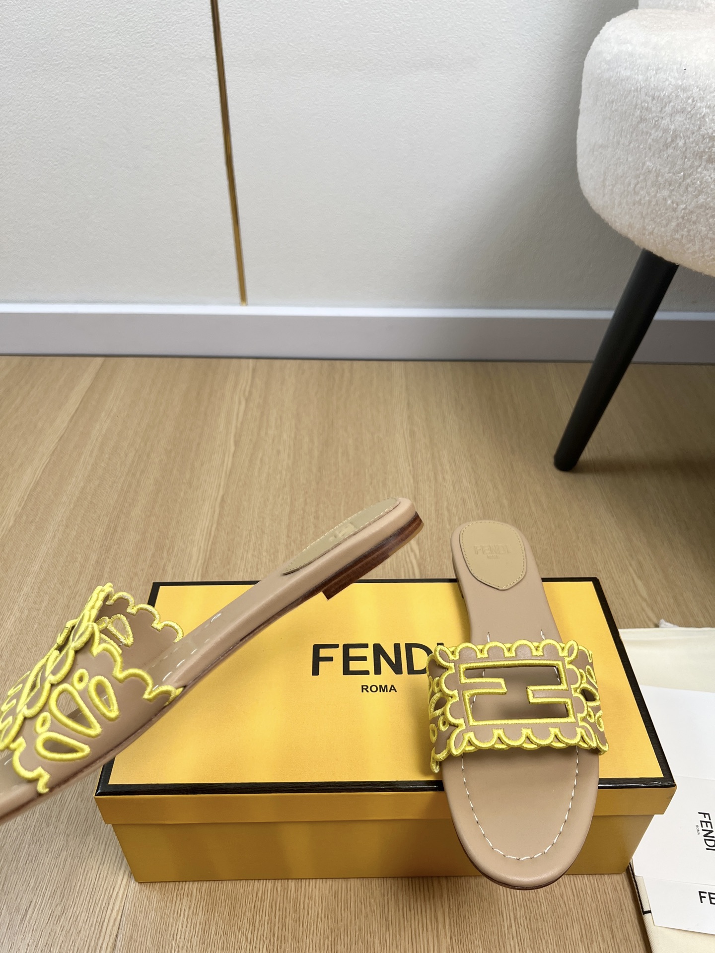 Fendi Baguette Flat Mule Slides