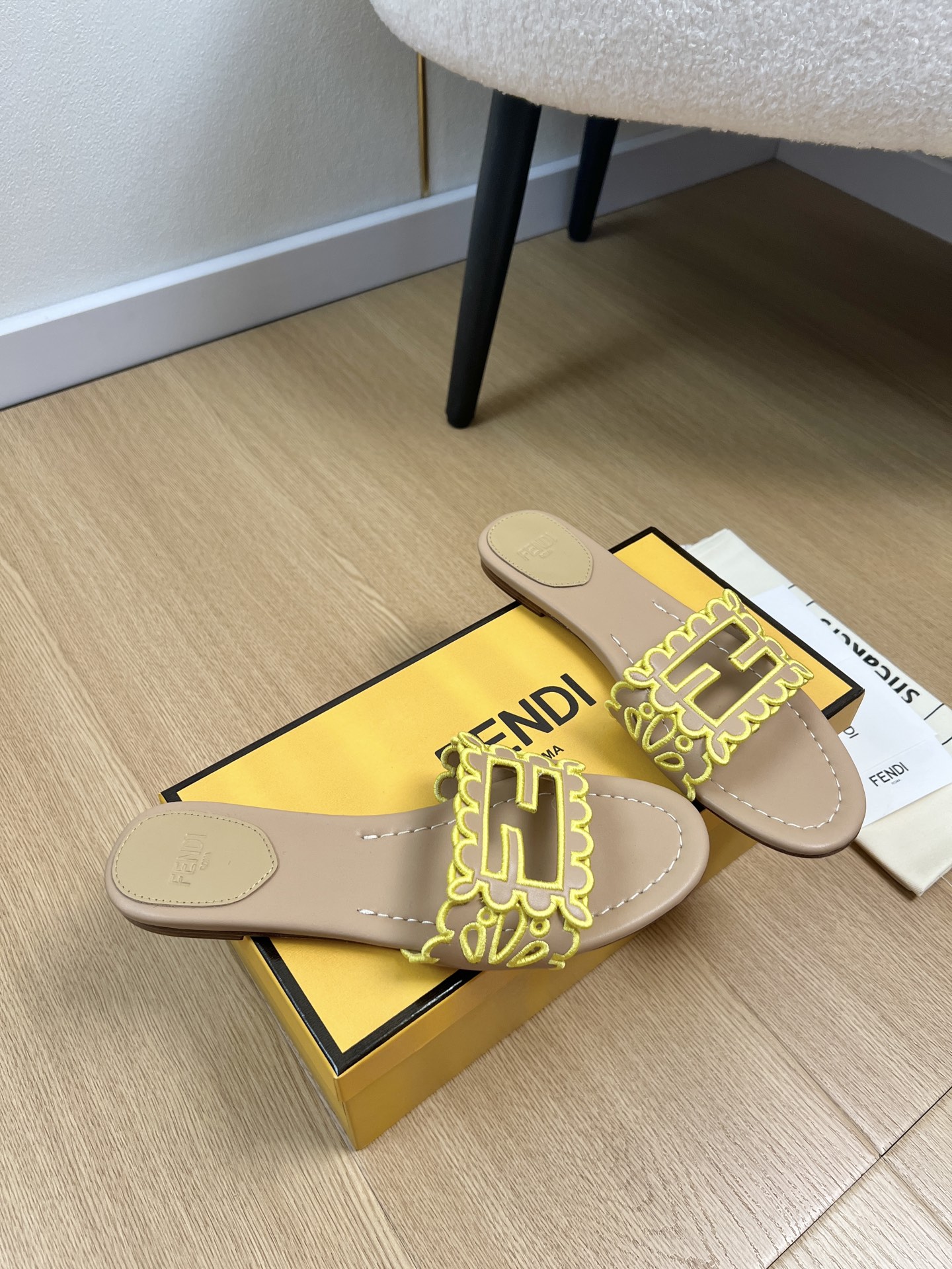 Fendi Baguette Flat Mule Slides