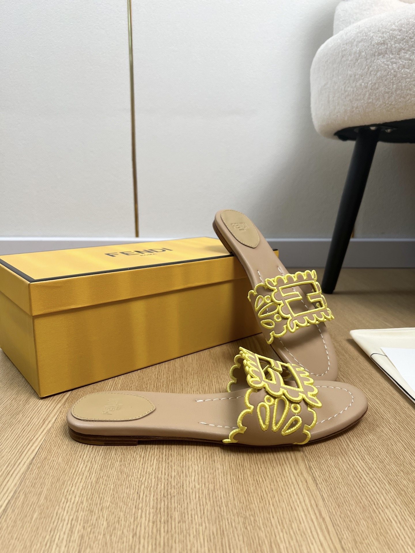 Fendi Baguette Flat Mule Slides