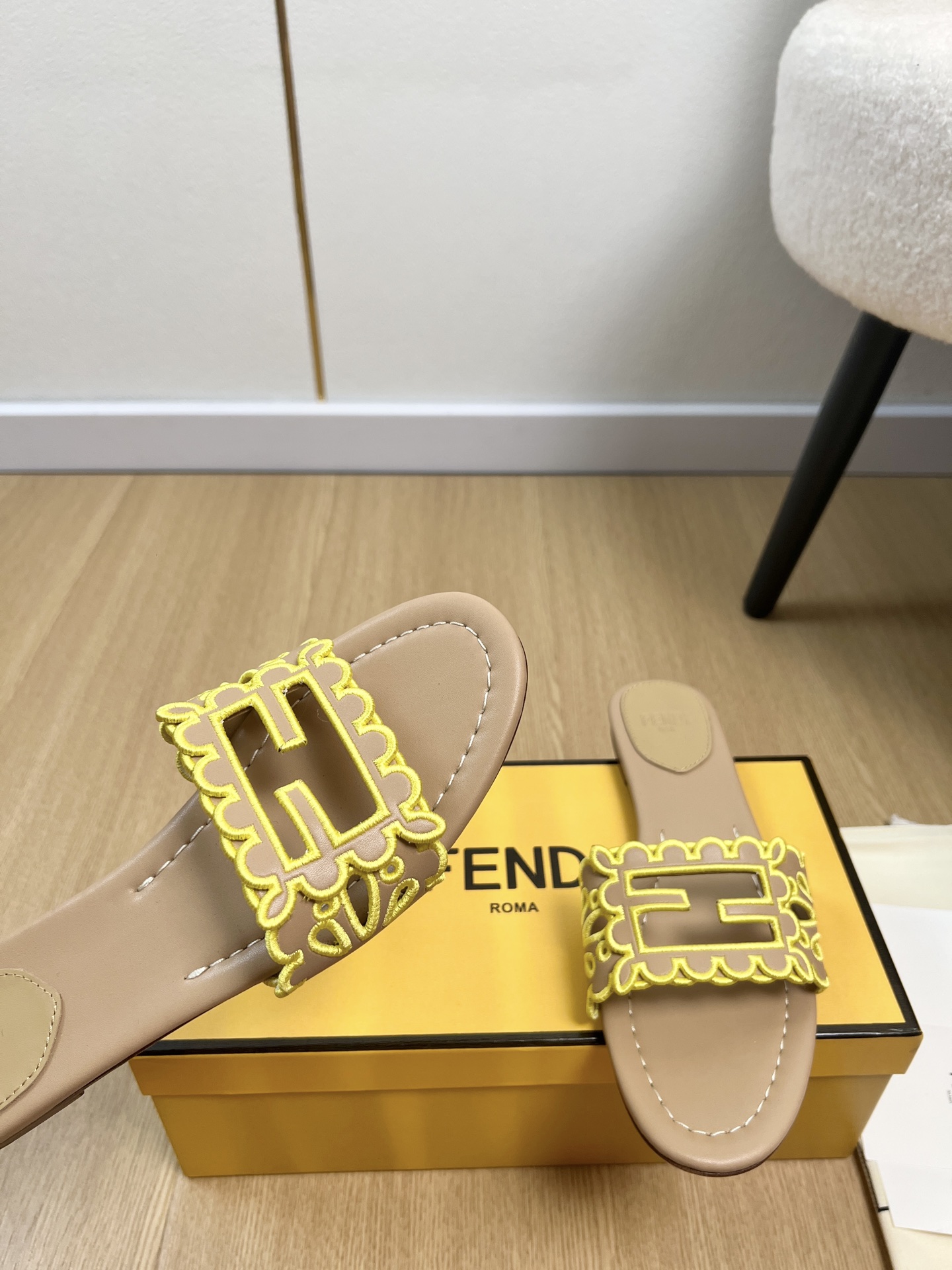 Fendi Baguette Flat Mule Slides
