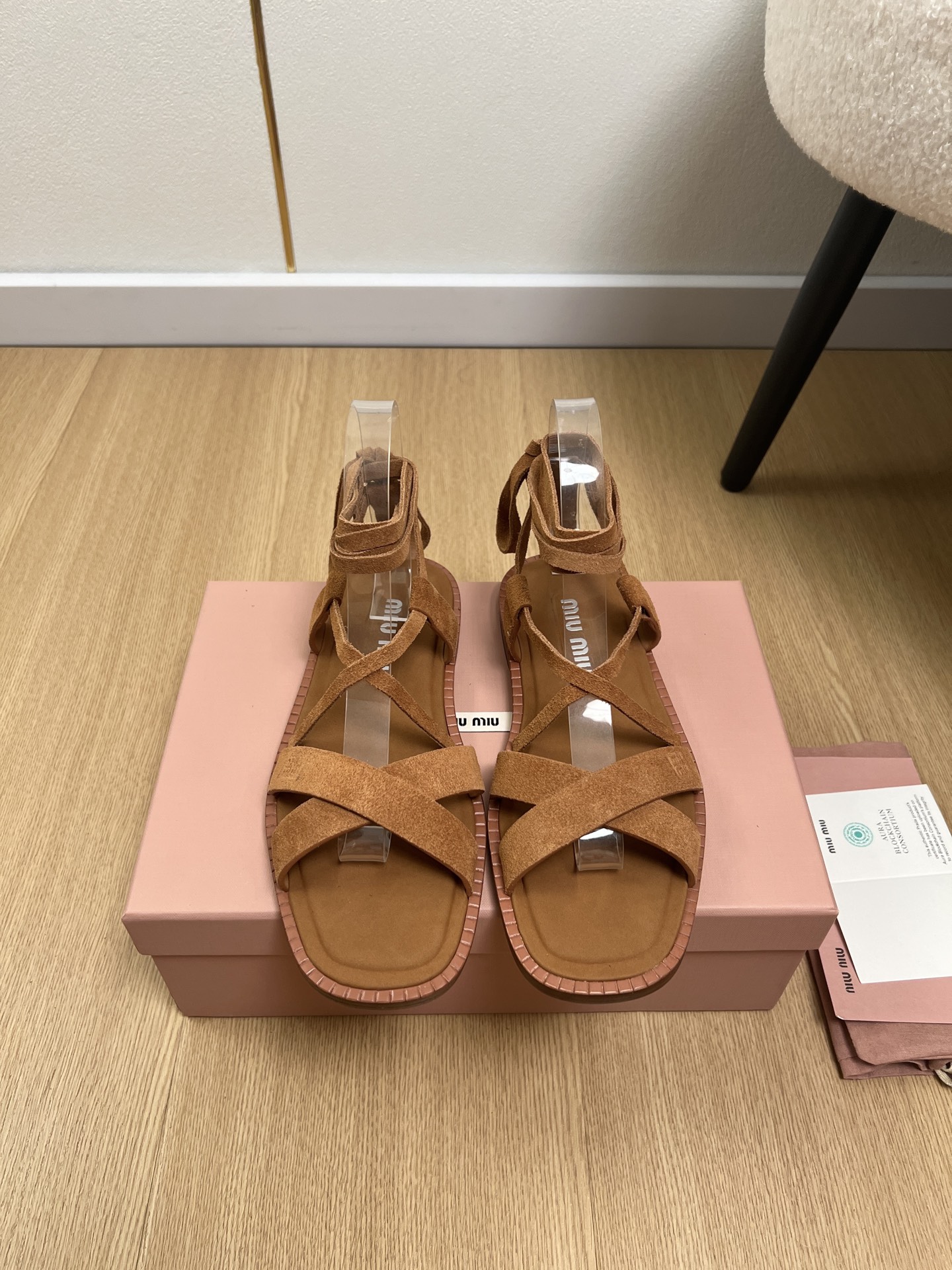 Miu Miu Suede Ankle Tie Sandals