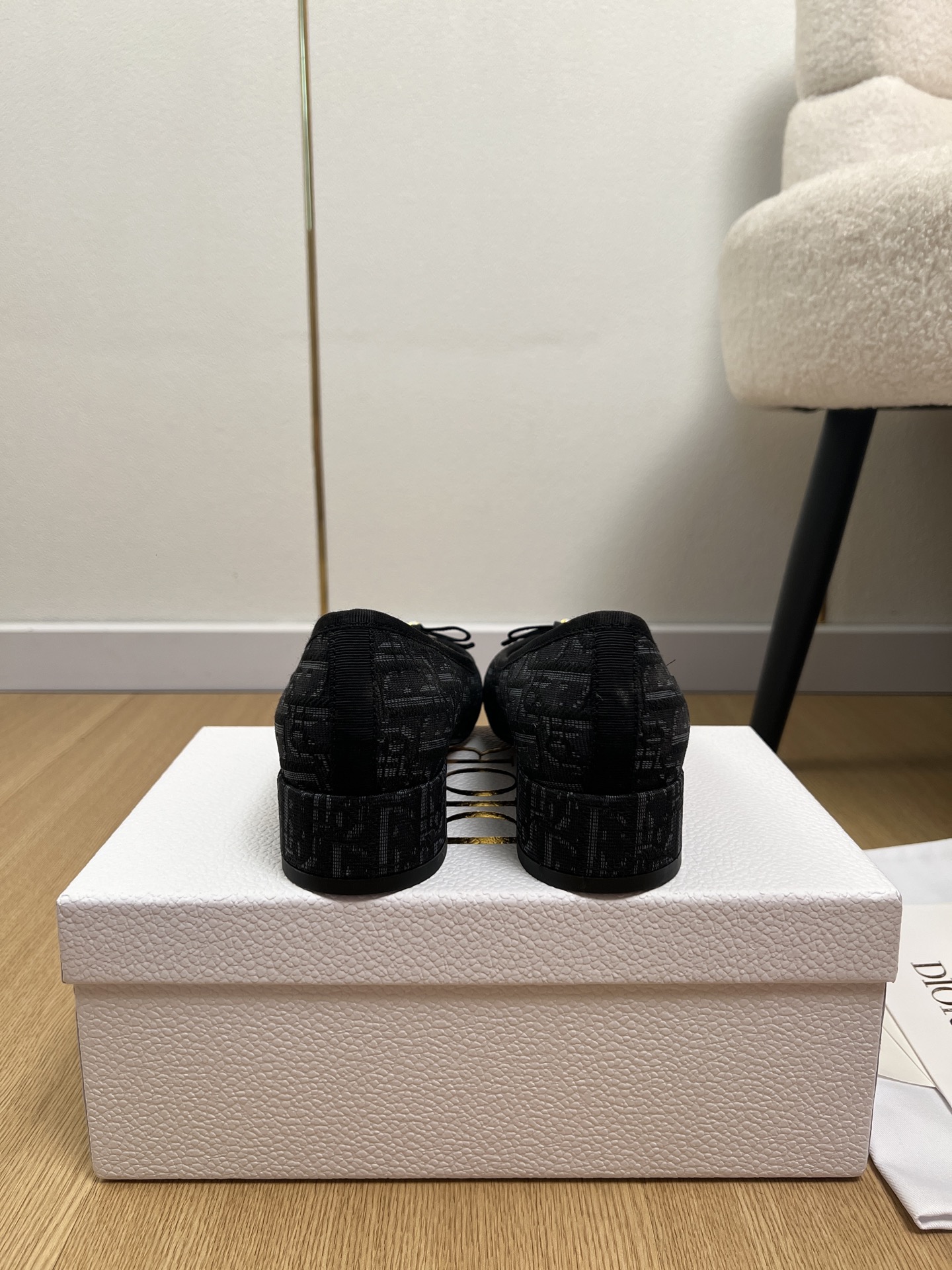 Dior Jacquard Pearl Bow Ballerinas