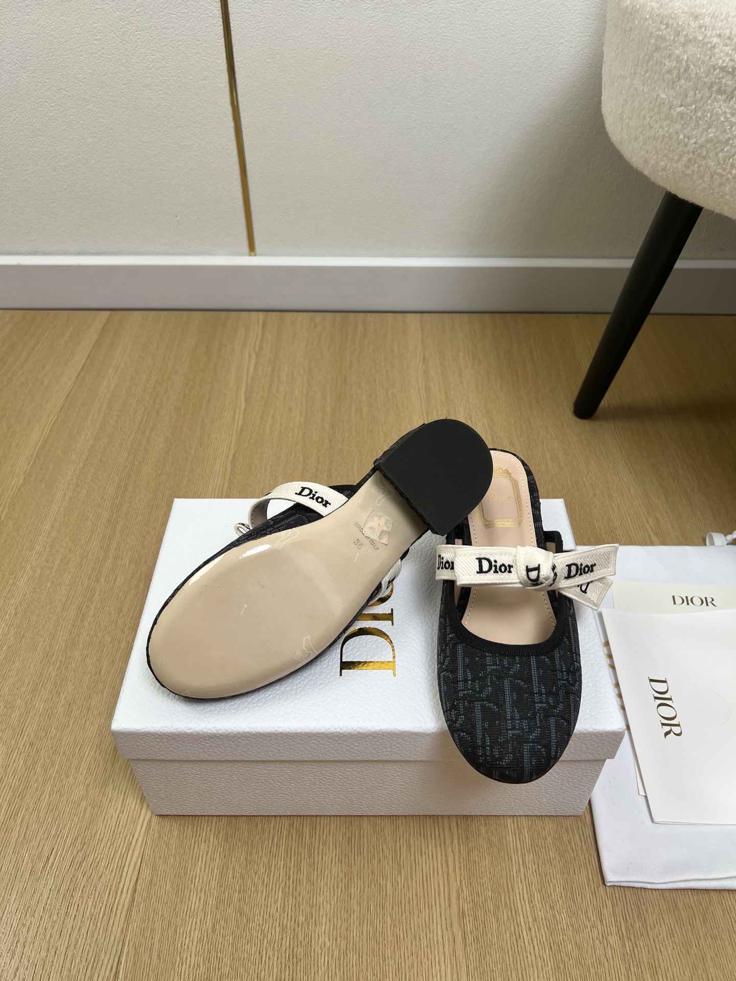 Dior Mary Jane Ribbon Bow Mule Slides