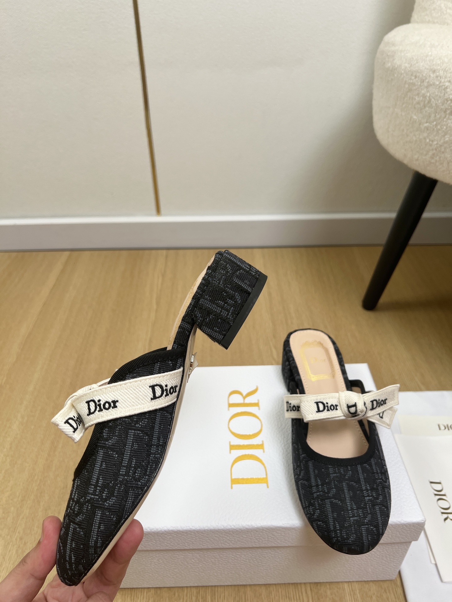 Dior Mary Jane Ribbon Bow Mule Slides