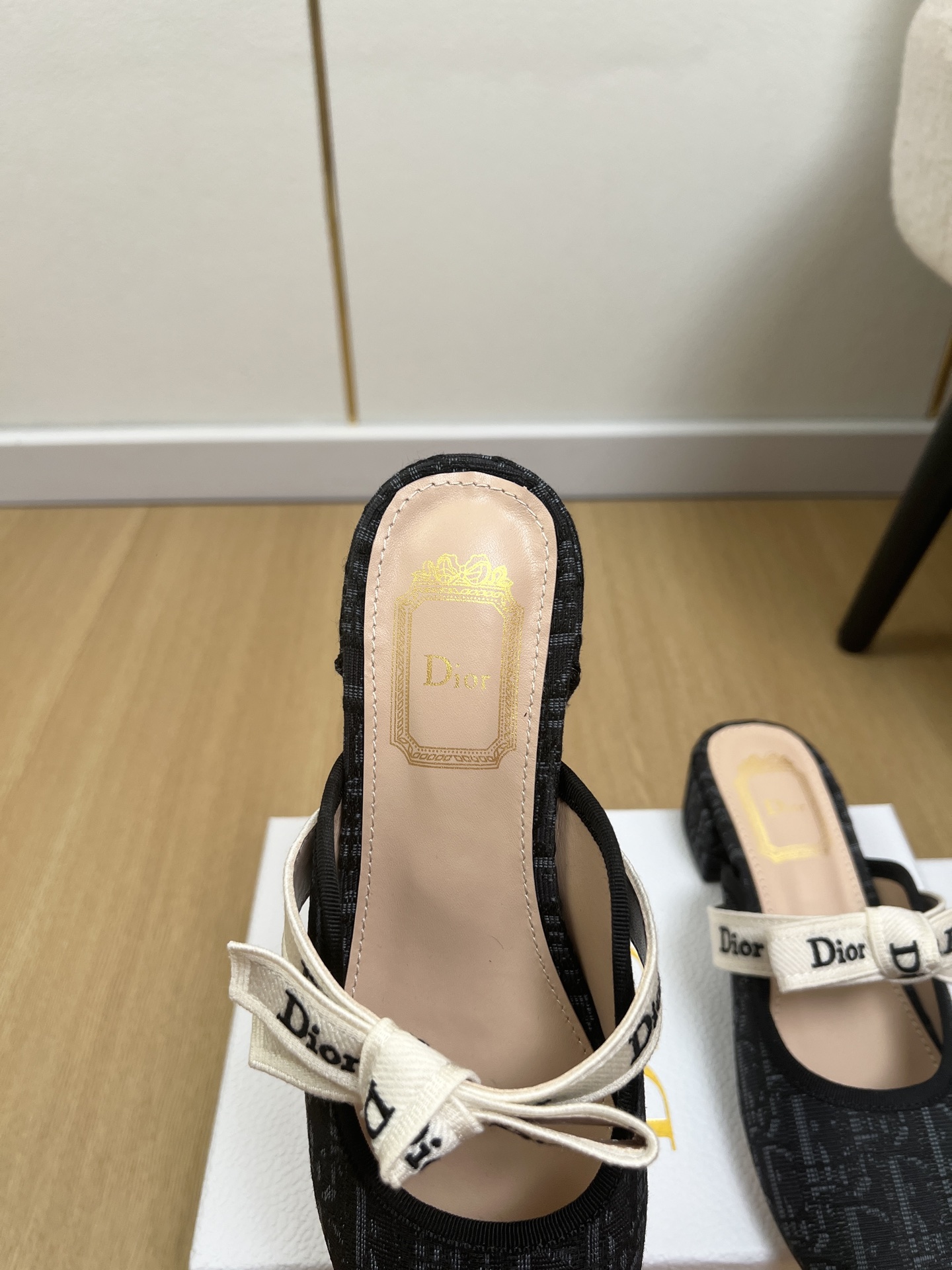 Dior Mary Jane Ribbon Bow Mule Slides