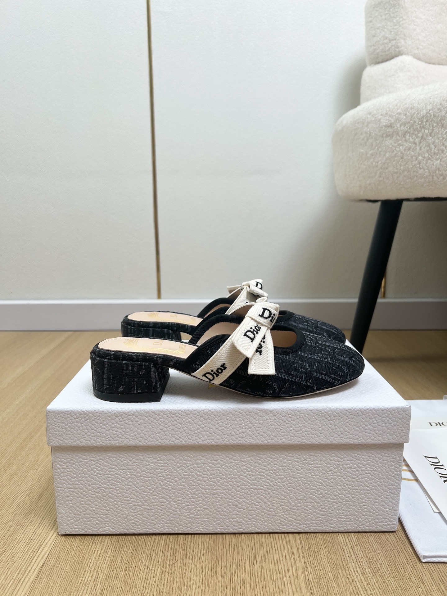 Dior Mary Jane Ribbon Bow Mule Slides