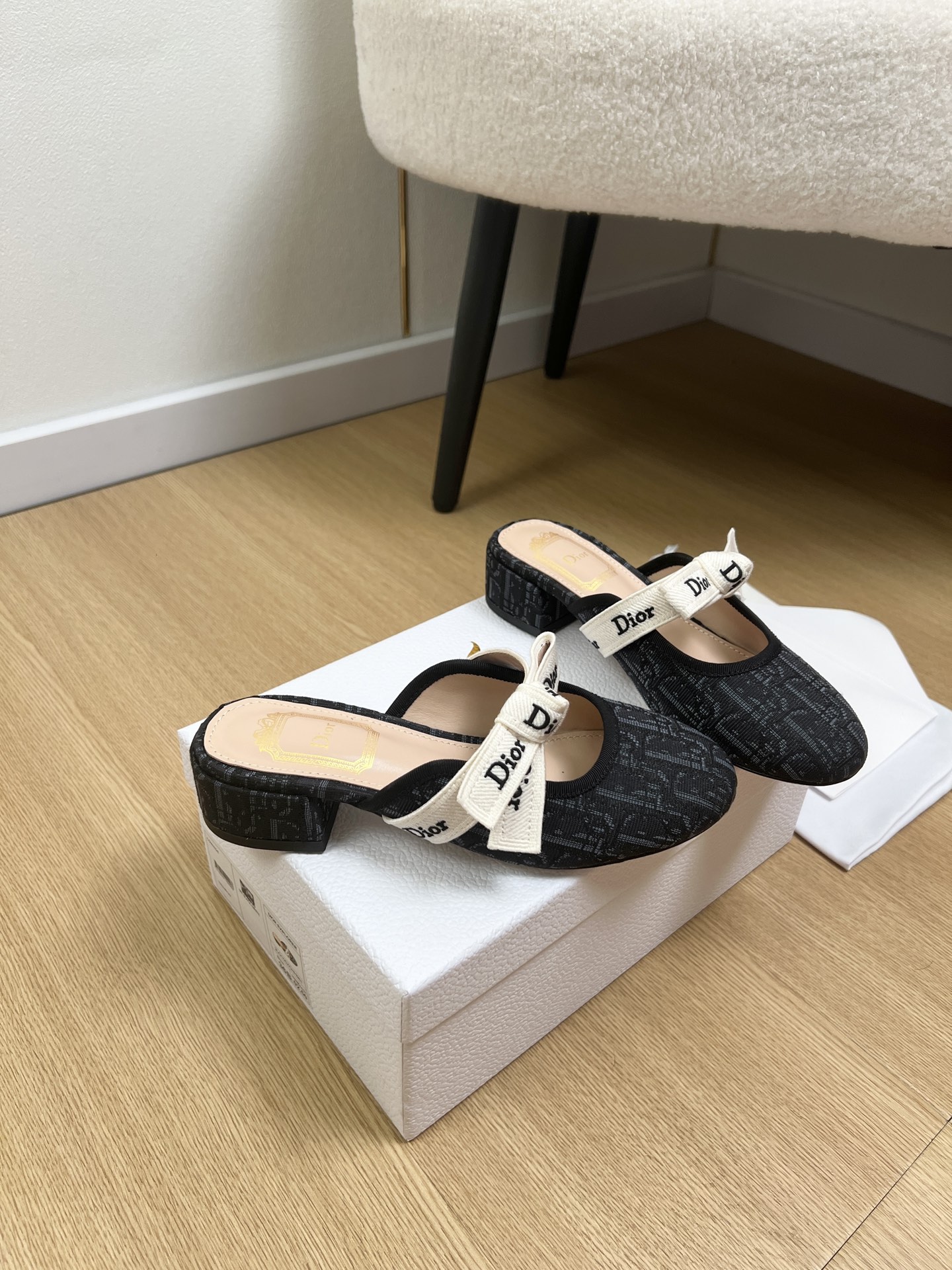 Dior Mary Jane Ribbon Bow Mule Slides
