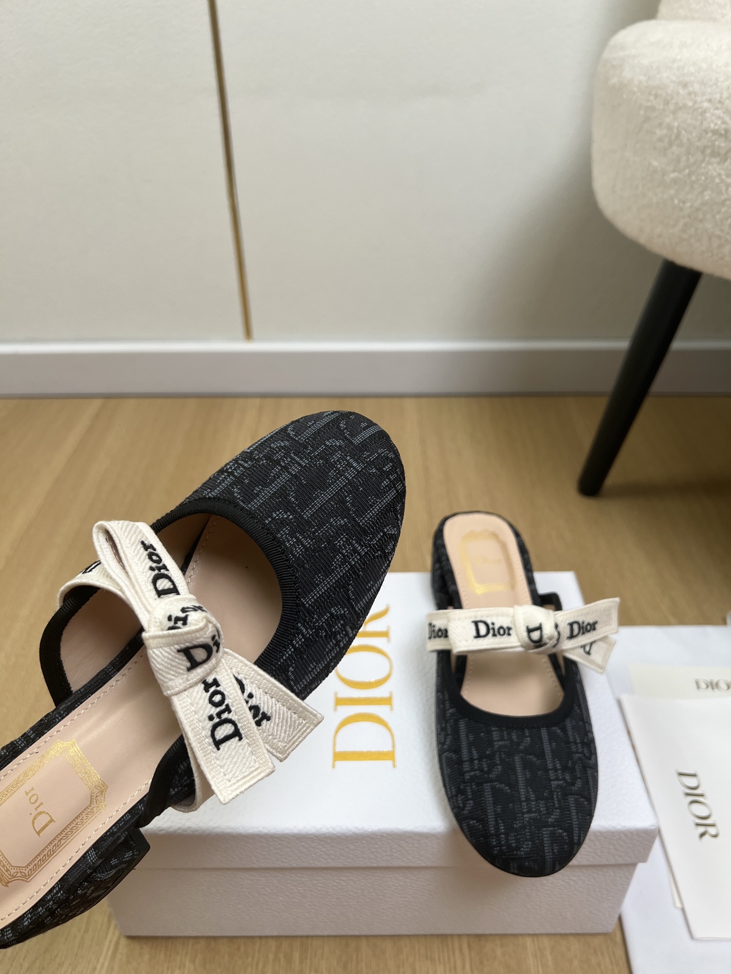Dior Mary Jane Ribbon Bow Mule Slides